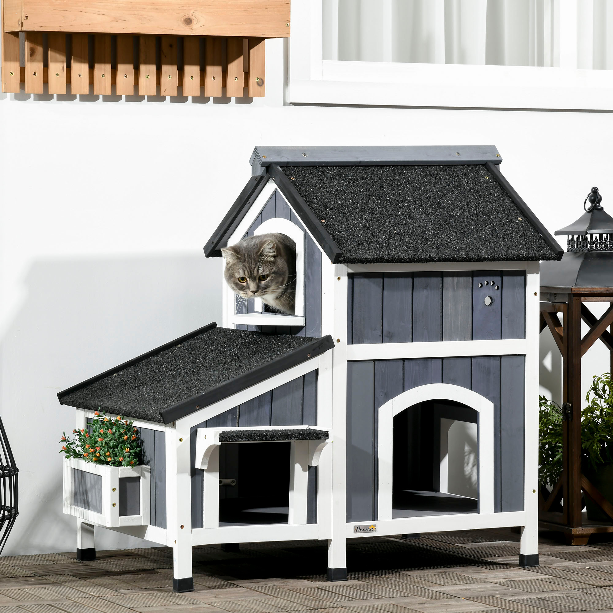 cat house pine wood multi entrance tier outdoor Temu Poland