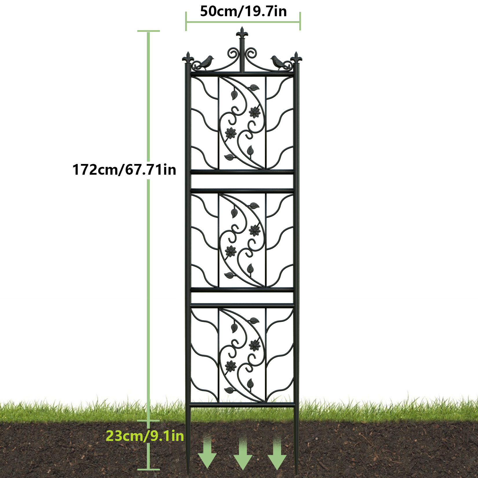 

2 Pack Garden Trellis 50x182cm Tall Trellis For Climbing Plants Outdoor For Patio Lawn Wall Decor, Plant Trellis For Vine Tomato Flower Roses, Green