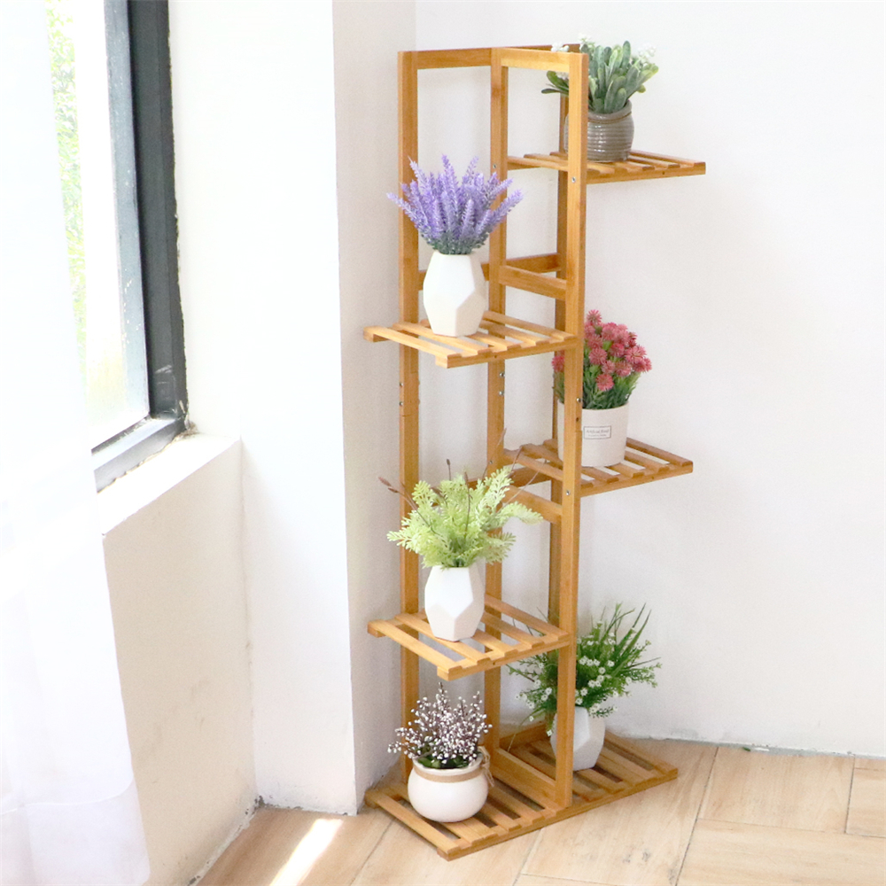 

Bamboo Potted Plant Stand Rack Multiple Flower Pot Holder Shelf Corner Shelf Planter Pots Display Shelving