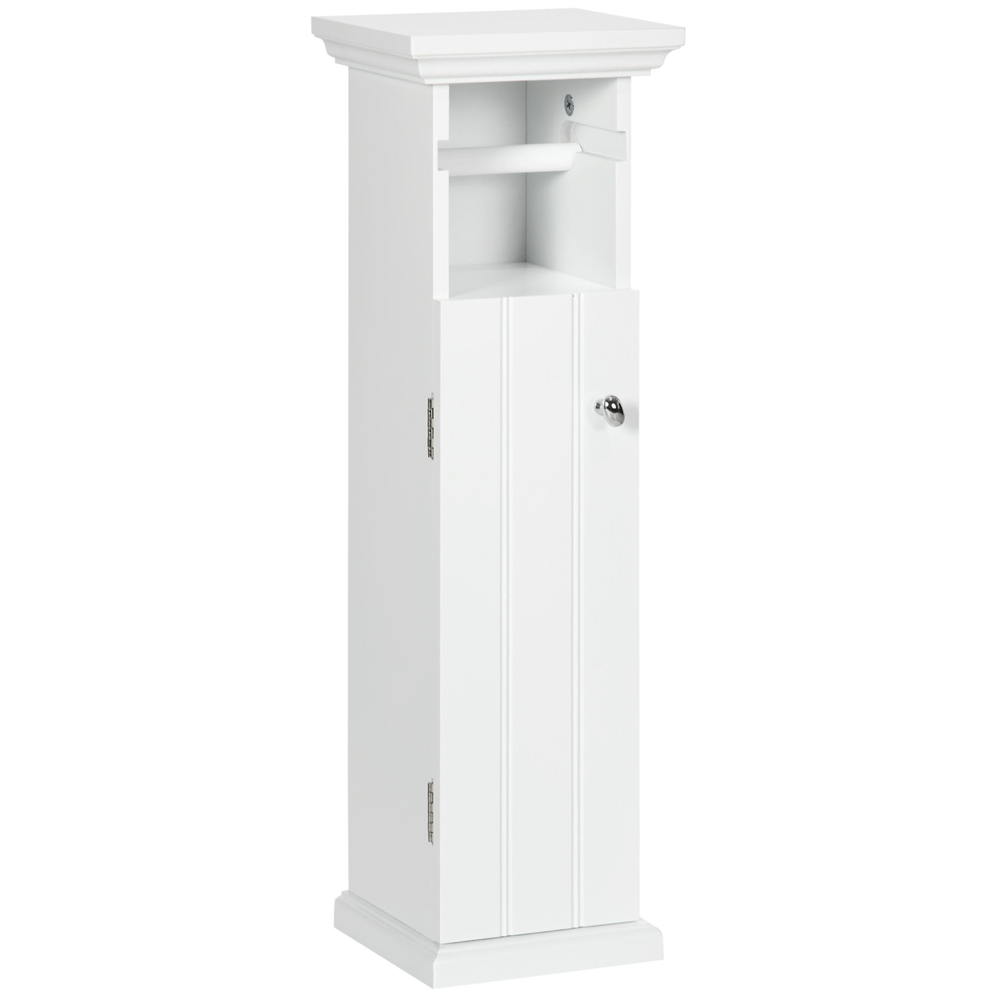 TEMU HOMCOM kleankin Meuble de Salle de Bain avec porte-Papier Toilette Rangement de place en Bois dim. 21.5L x 17.8l .5H cm Blanc