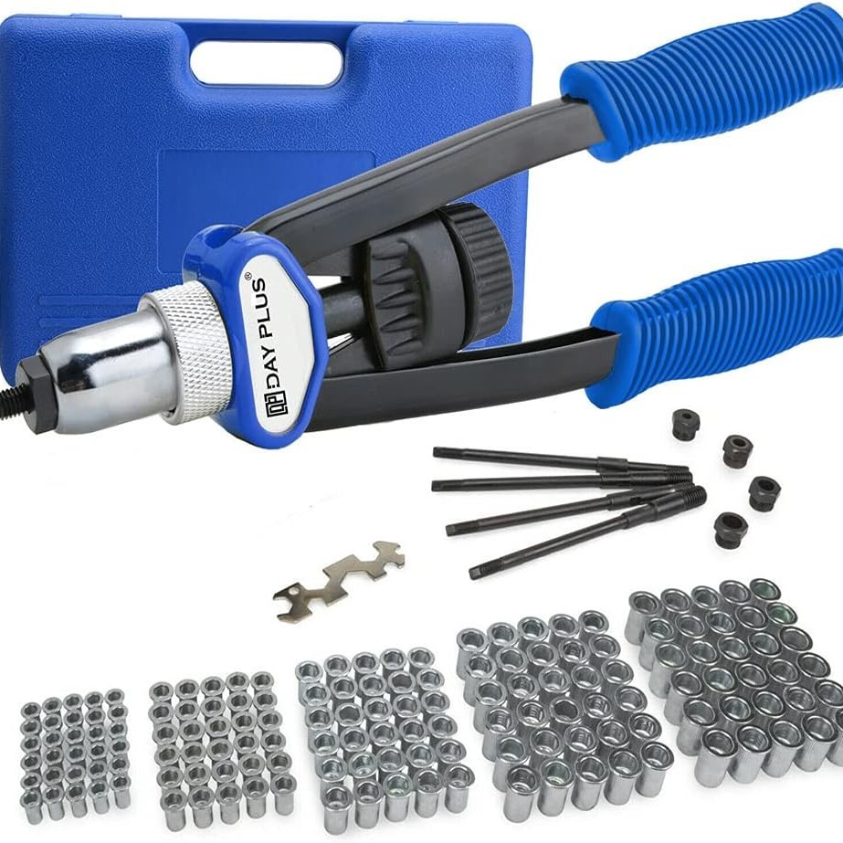 TEMU Rivet Nut Pliers Set, 335mm Rivet Set Threaded Rivet With 150pcs Rivet Nuts M5-m12 Threaded Rivets Pliers Set, Hand Nut Kits In Carrying Case
