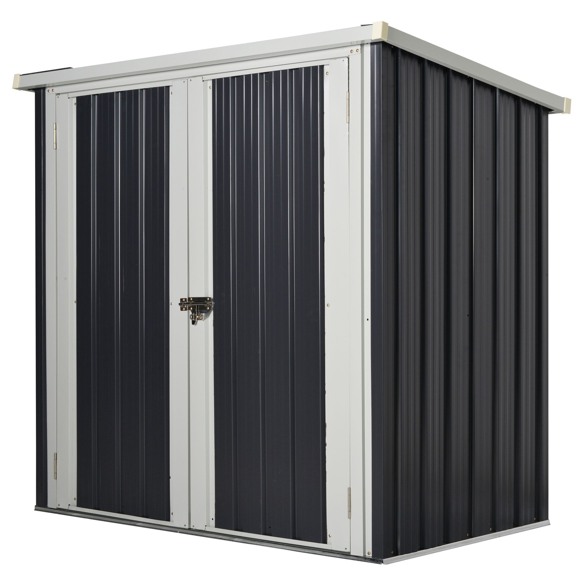 Outsunny tuinschuur - gereedschapsopslag 1.26M - schuilplaats voor - 2 vergrendelbare deuren - afmetingen 147L x 86W x 134H inch (ca. 58 x 34 x 53 inch) - zwarte en witte stalen