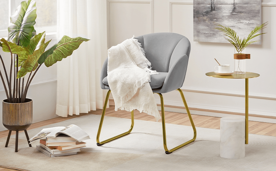   velvet armchair flower shape accent chair dining chair with metal   for living room bedroom home office kitchen pink simple   white   details 1