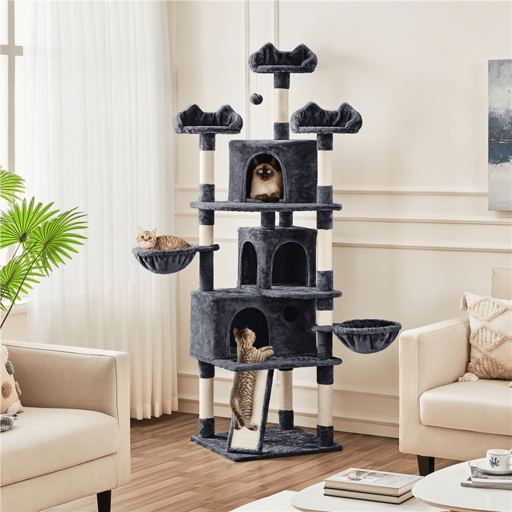 

Yaheetech Xxl Cat Tree Cat Scratching Post 194 Cm Climbing Tree, With Plush Sisal Rope Cat Houses, Cat Tree For Cats Ceiling High