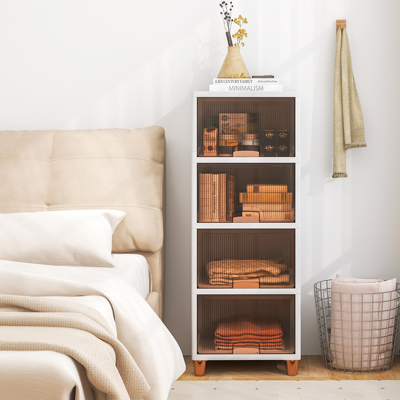 GOFLAME 148L 4-Tier Stackable Storage Bins with Lids