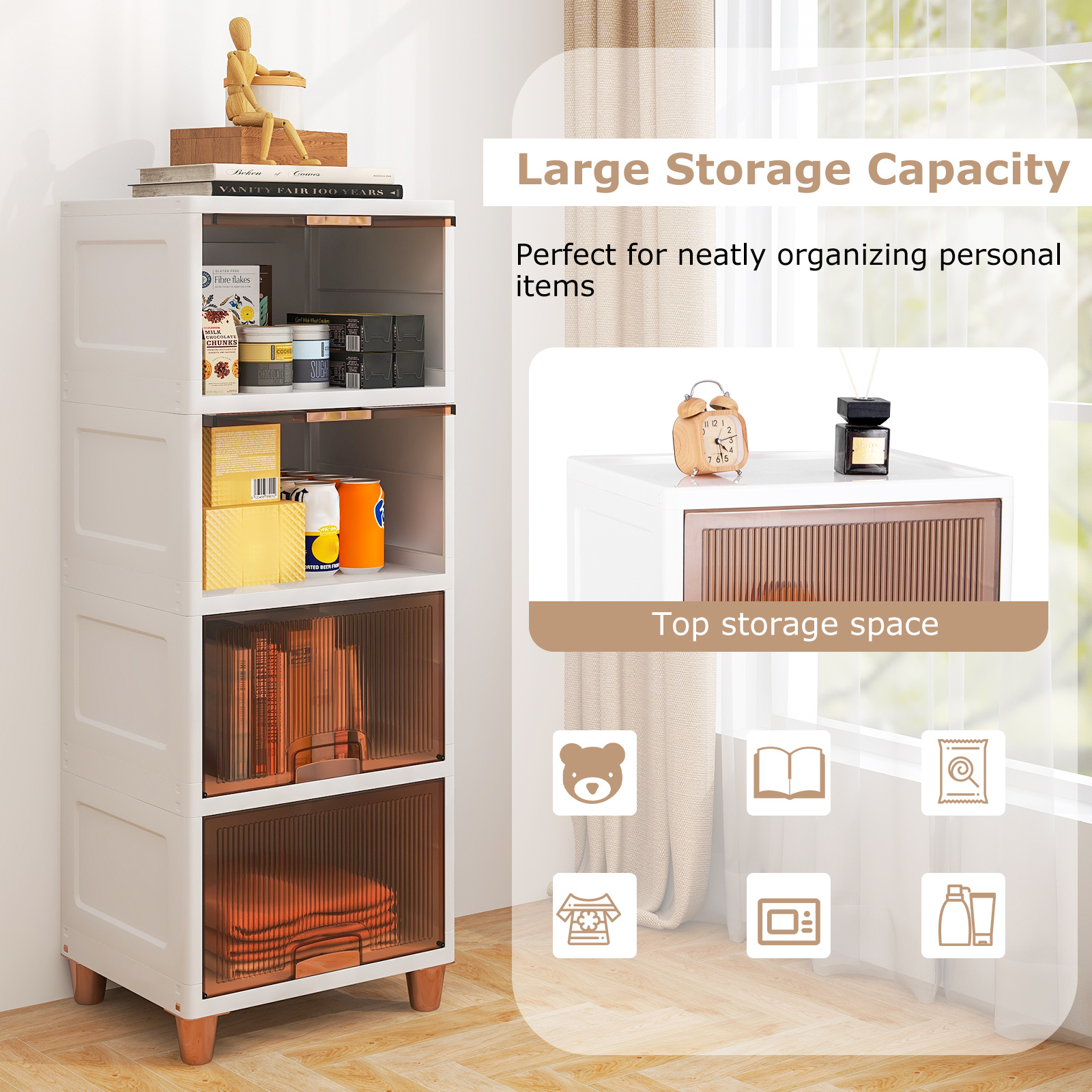GOFLAME 148L 4-Tier Stackable Storage Bins with Lids
