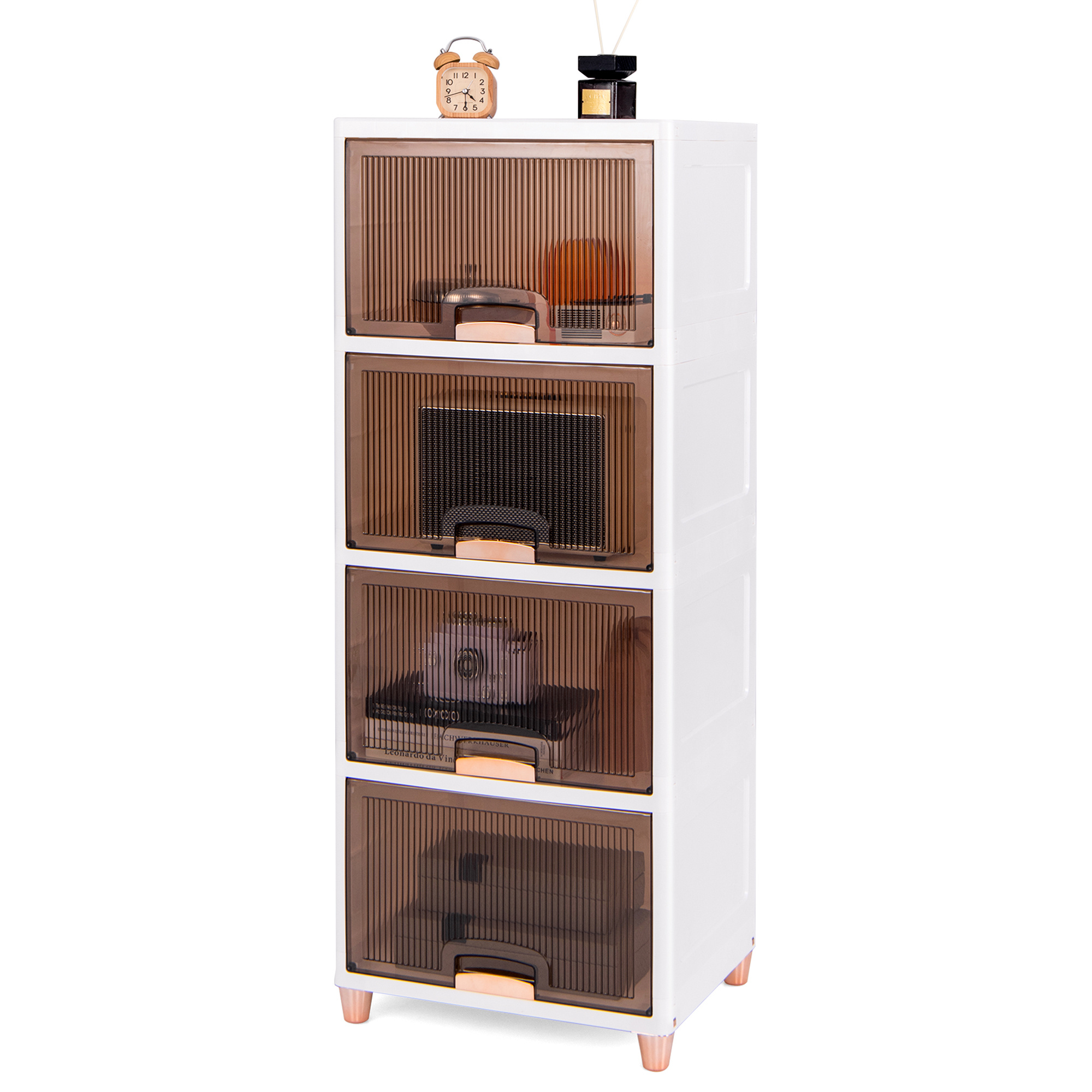 GOFLAME 148L 4-Tier Stackable Storage Bins with Lids