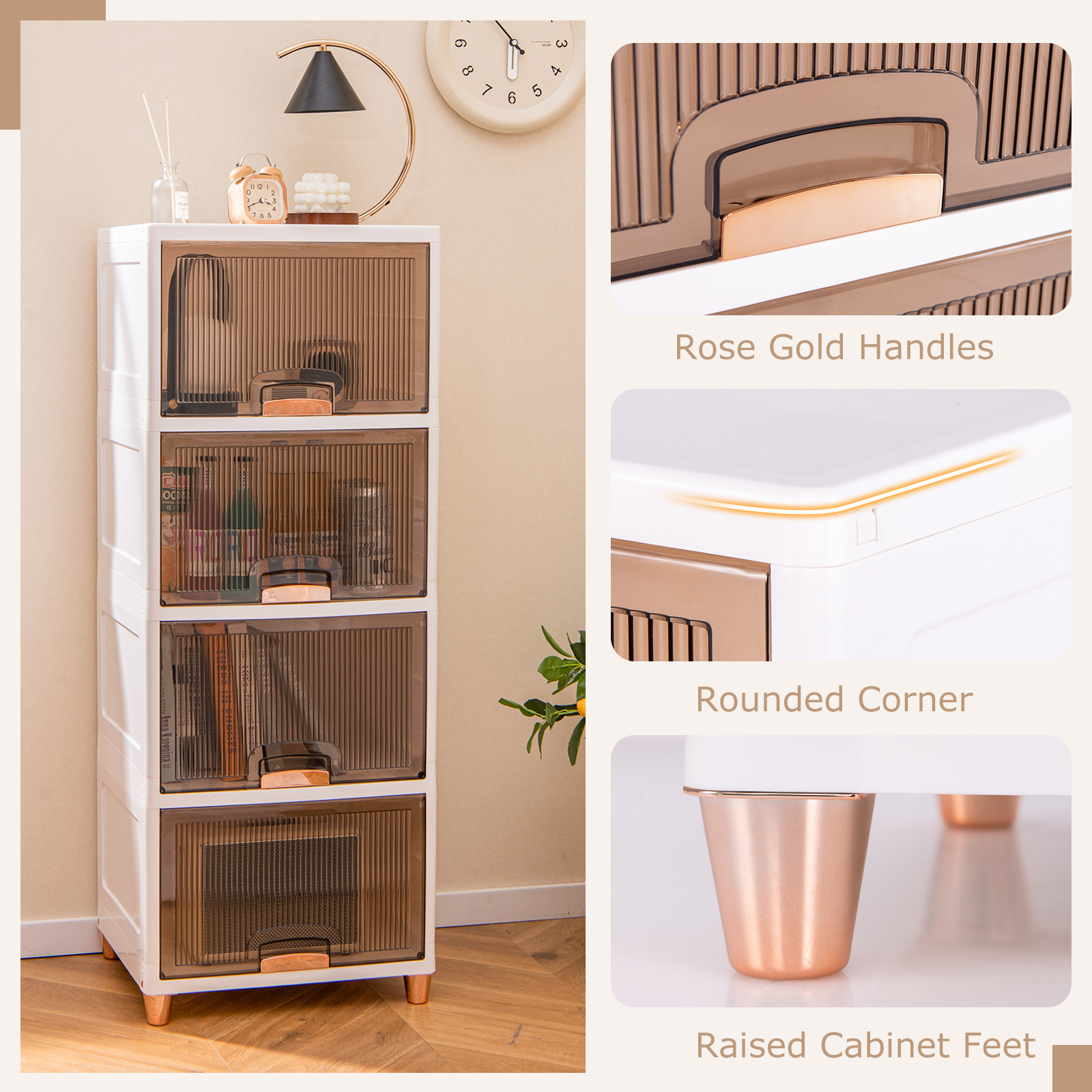 GOFLAME 148L 4-Tier Stackable Storage Bins with Lids