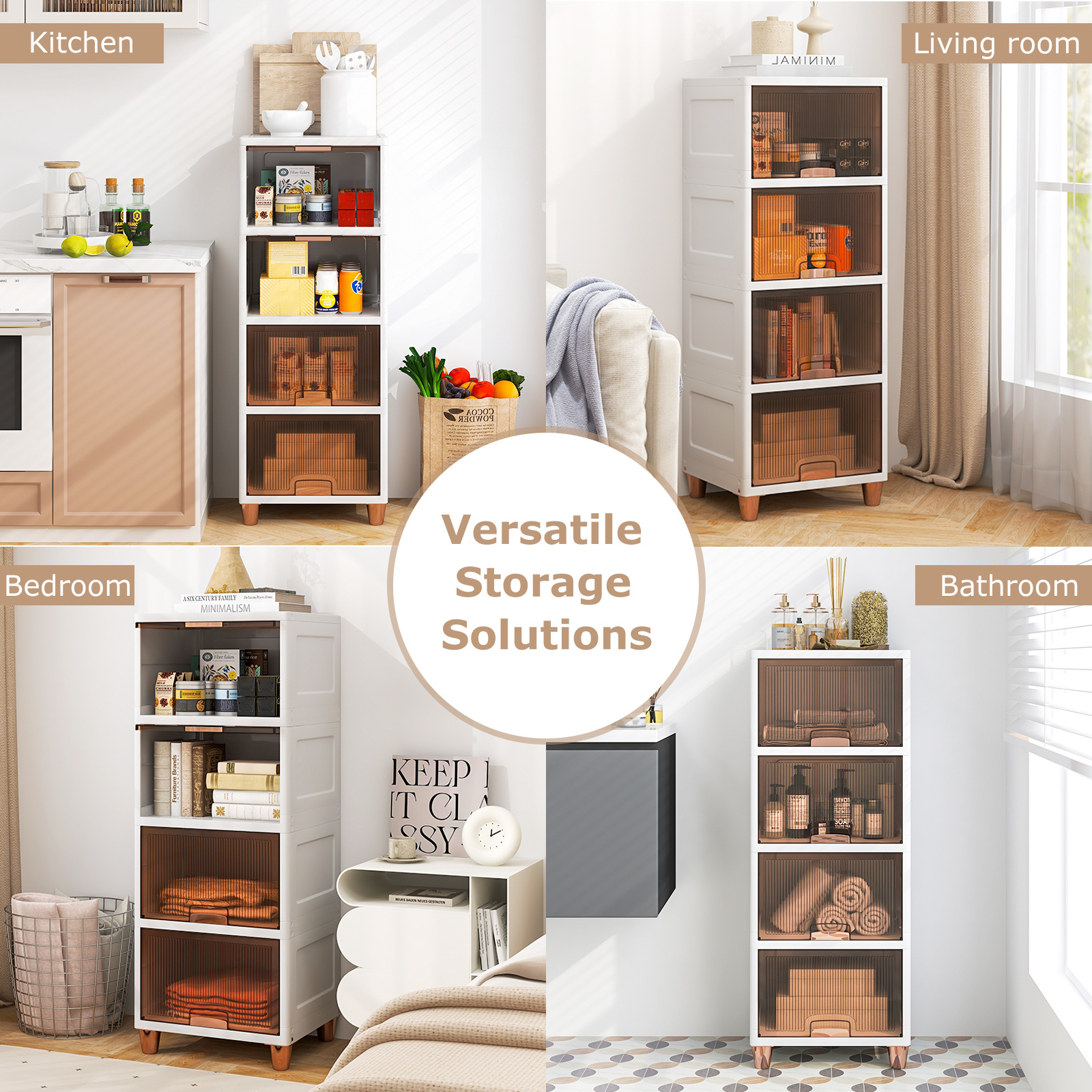 GOFLAME 148L 4-Tier Stackable Storage Bins with Lids