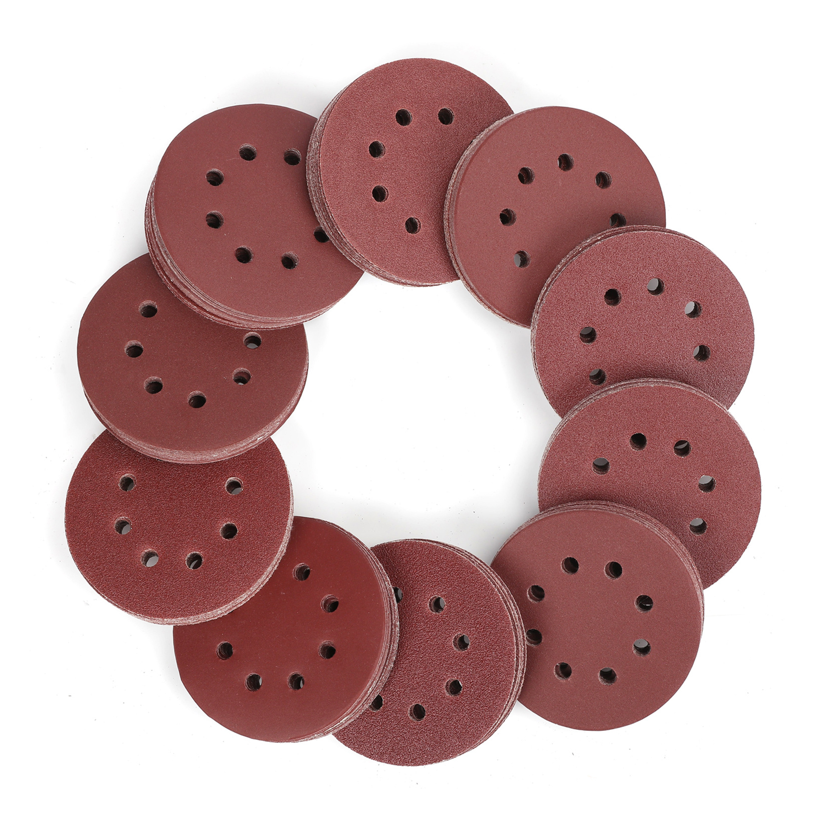 Workpro 150-piece 125mm Sanding Discs, Sanding Sheets Grit 60/80/100/150/180/240/320/400/600, 8-hole Round For Random Orbital