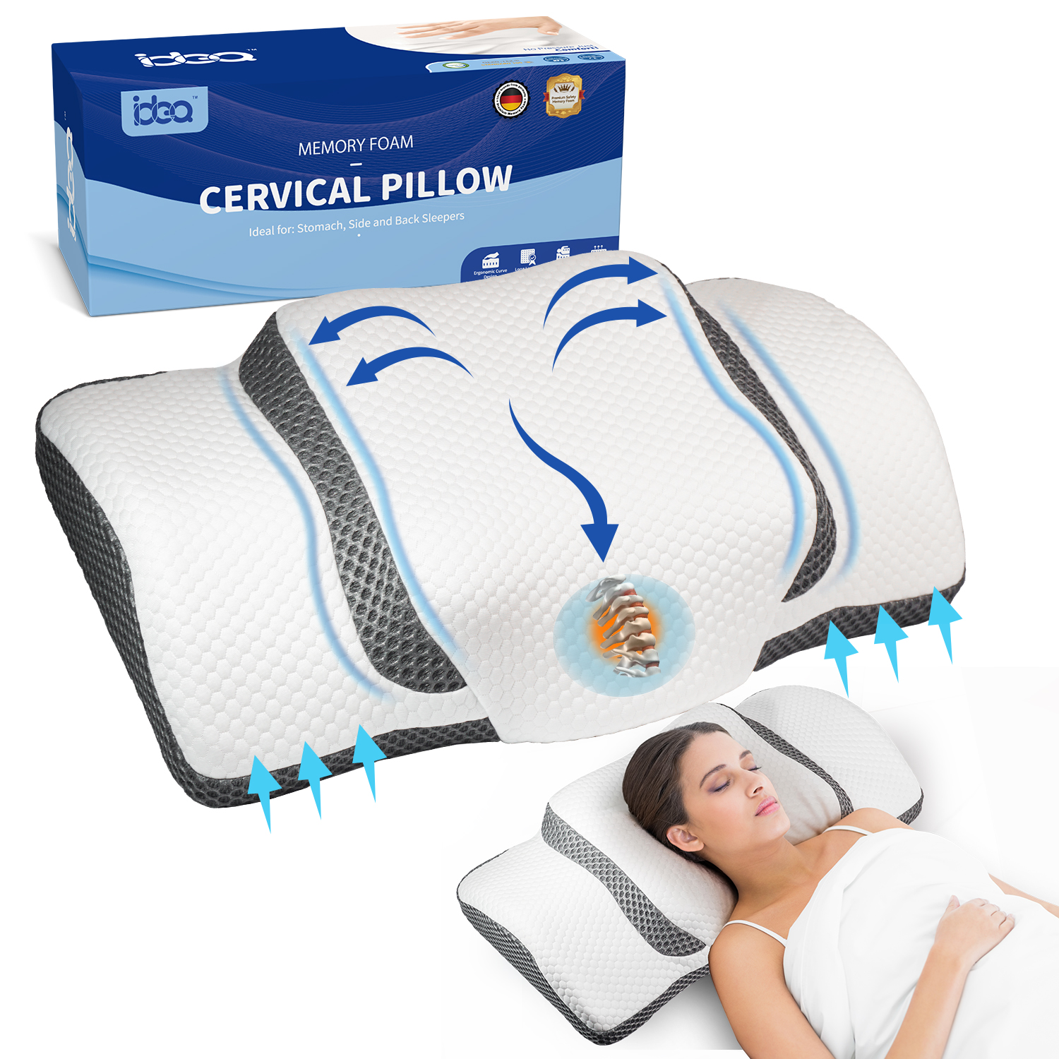 TEMU Memory Foam Pillow Head Pillow, Ergonomic Pillow, Neck Pillow Head Pillow For Side, Back & Stomach Sleepers, Neck Pillow For Men, Women (67.3 X