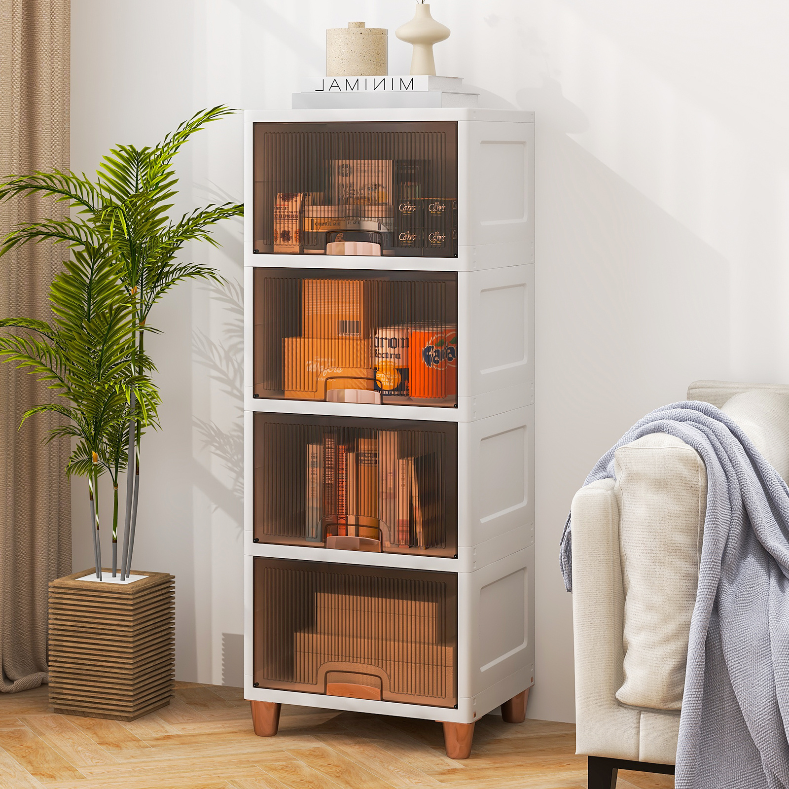 GOFLAME 148L 4-Tier Stackable Storage Bins with Lids