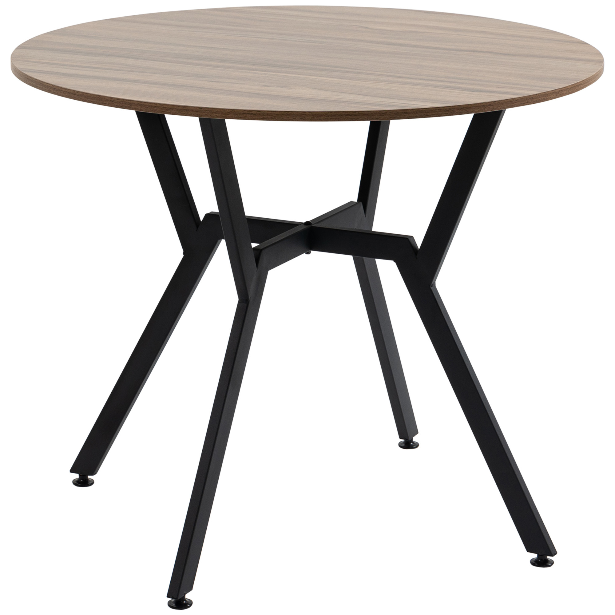 TEMU Mesa de Comedor Redonda Mesa de Cocina Industrial con de Madera y de Acero para Salon Carga 60 kg 90x76 cm Marron