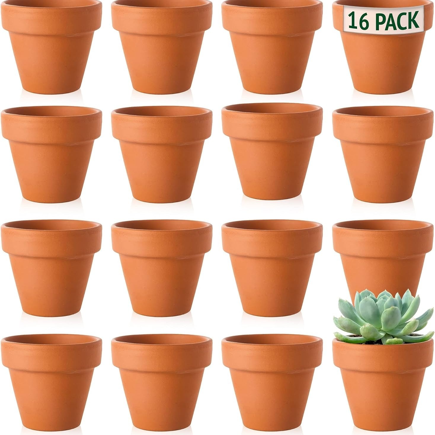 TEMU 16pcs Terracotta Plant Pots - Succulent Pots, Outdoor Planting, Indoor Clay Pots For Plants, Flowers, Plant Containers, Rustic Pots, Plotted