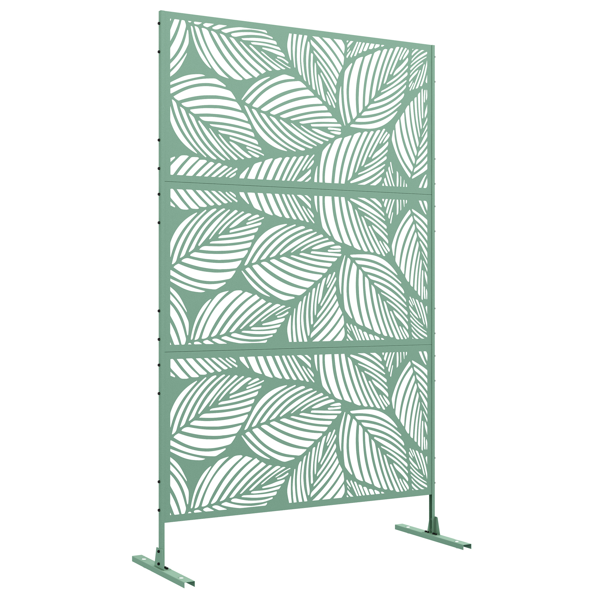 Image of Outsunny Decorative Privacy Screen Outdoor With Plant Pattern In Metal - 122 X 45 X 198 Cm, Green