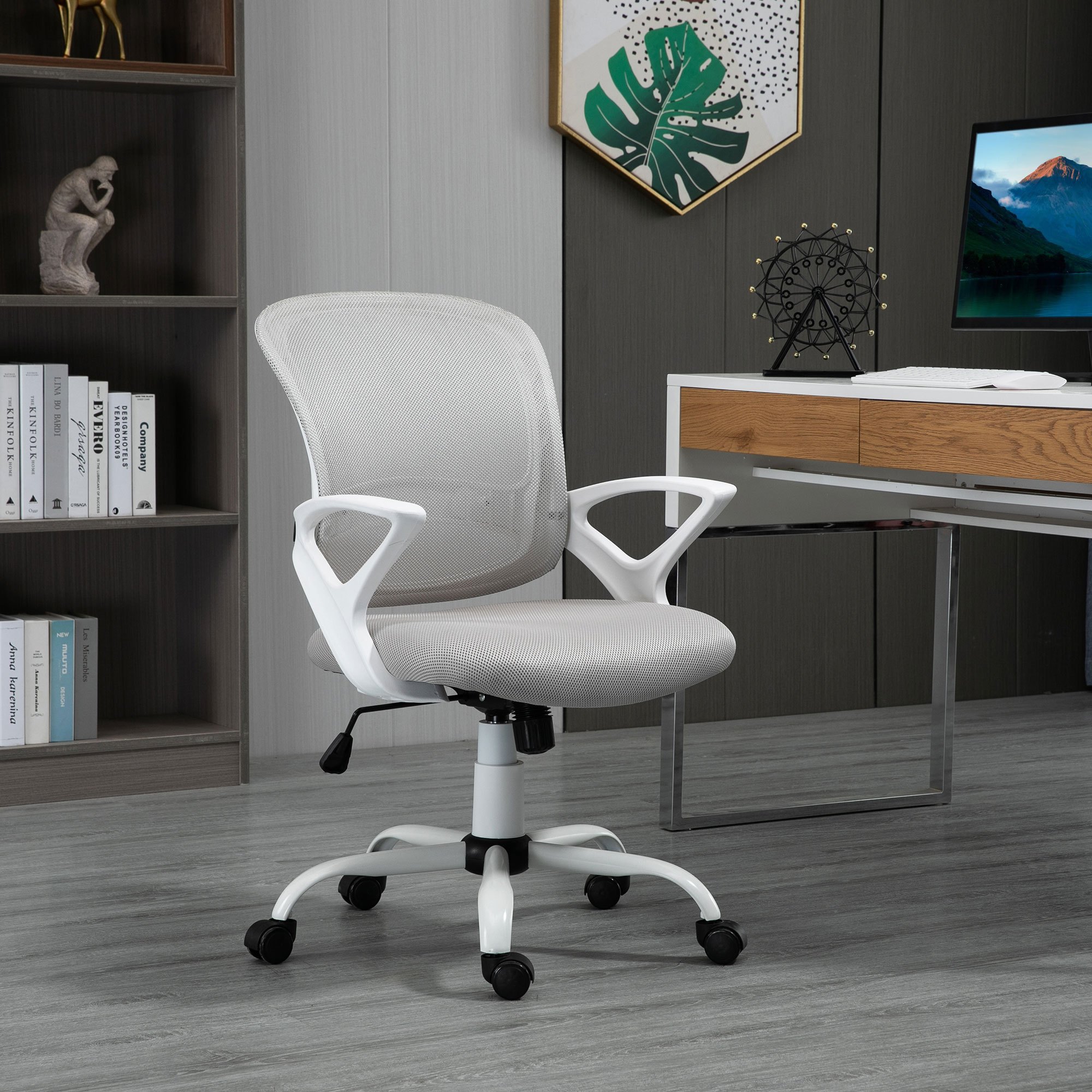 Vinsetto Tiltable Office Chair In Fabric, Ergonomic And Swivel Desk Chair With Adjustable Height