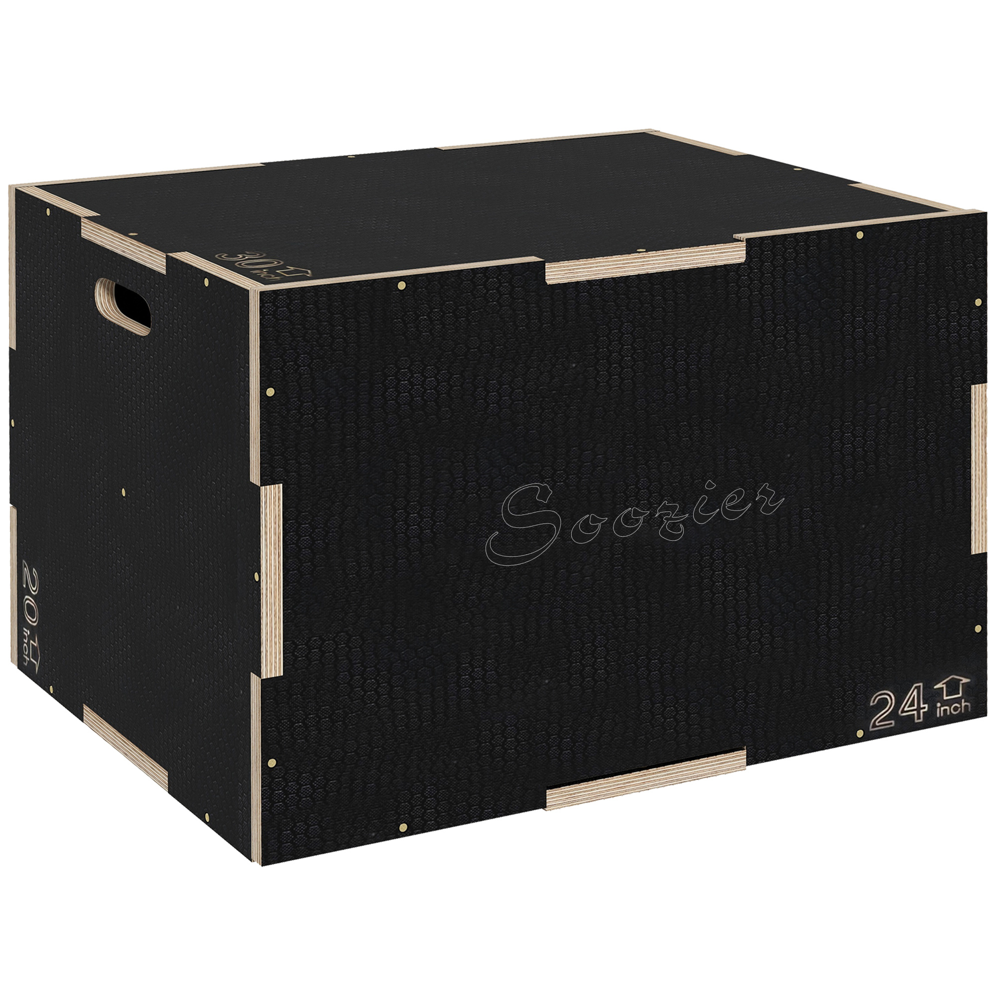 TEMU SPORTNOW Box Jump pliométrie appareil boîte à saut musculation fitness & crossfit plyobox pour box training en bois, hauteur 41/51/61 cm, noir