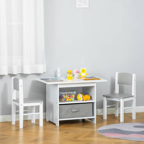 3 pcs kids table chairs set mini seating furniture home playroom bedroom dining room drawers safe corners for 2 4 years