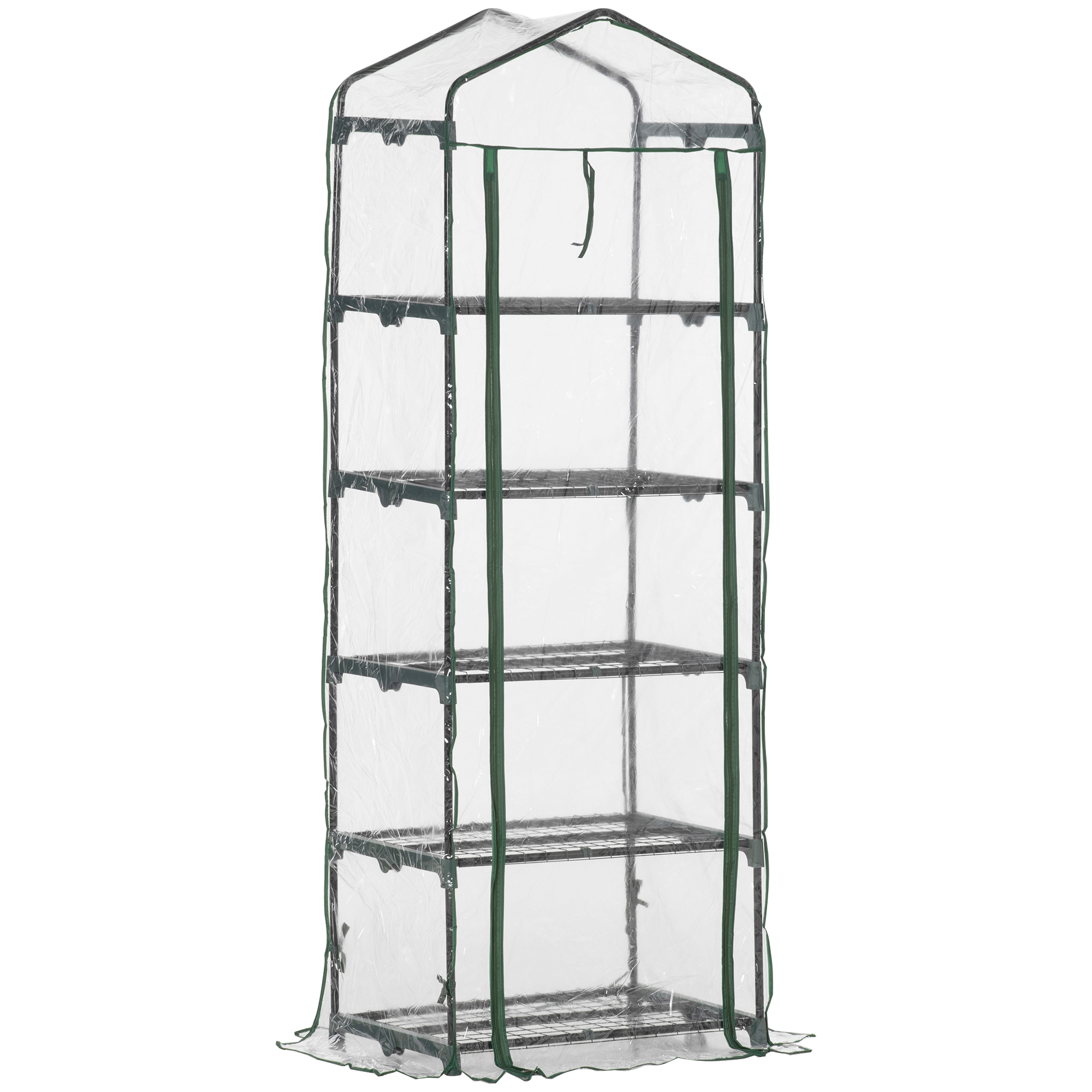 

Outsunny Serre de Jardin Balcon étagère Serre 5 Niveaux 70L x 50l x 200H cm Acier galvanisé bâche Amovible PVC Vert