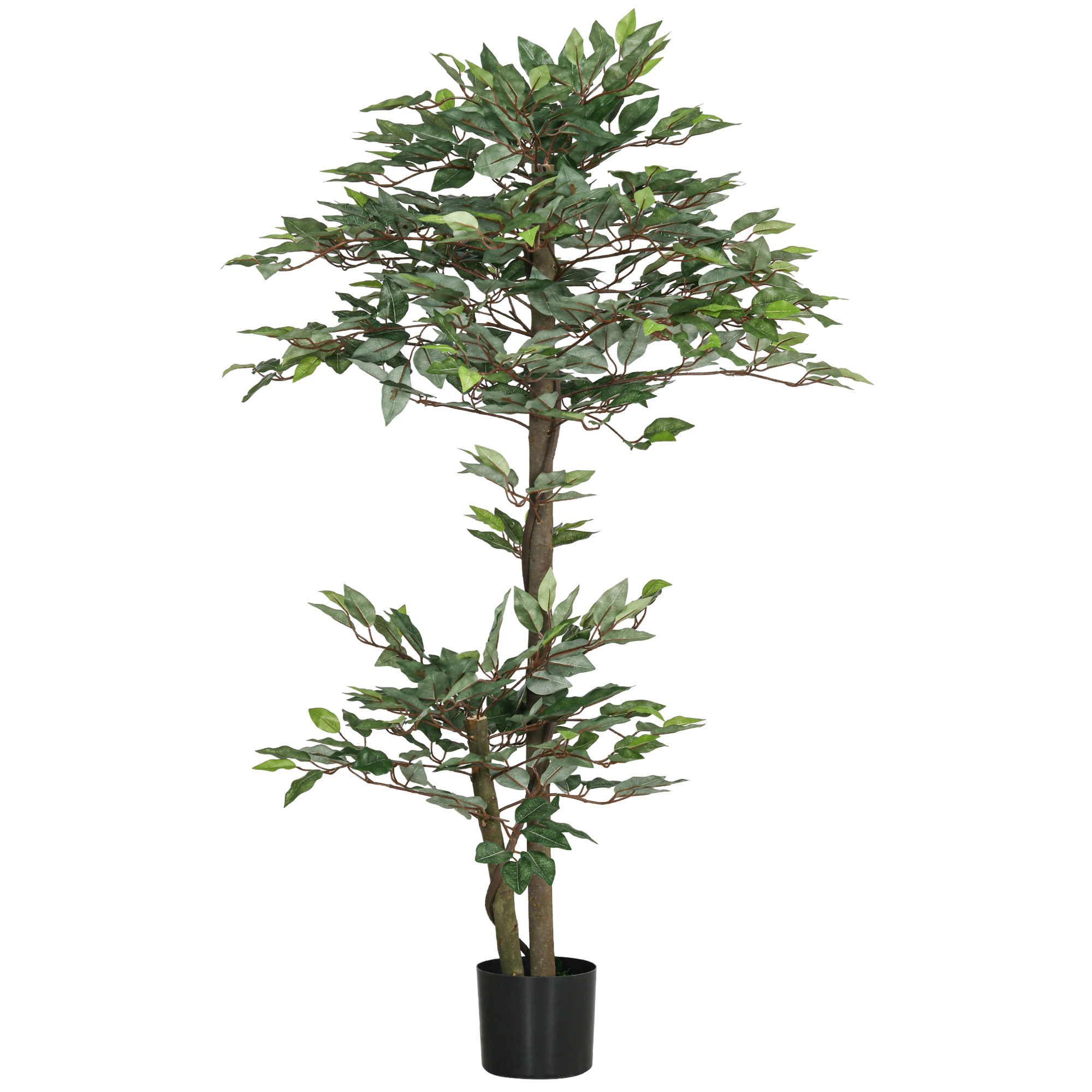 Outsunny Artificial Tree, 1.5m Height, With Trunk, Branches, Vine, Lichen, And Realistic Leaves, Pot Included