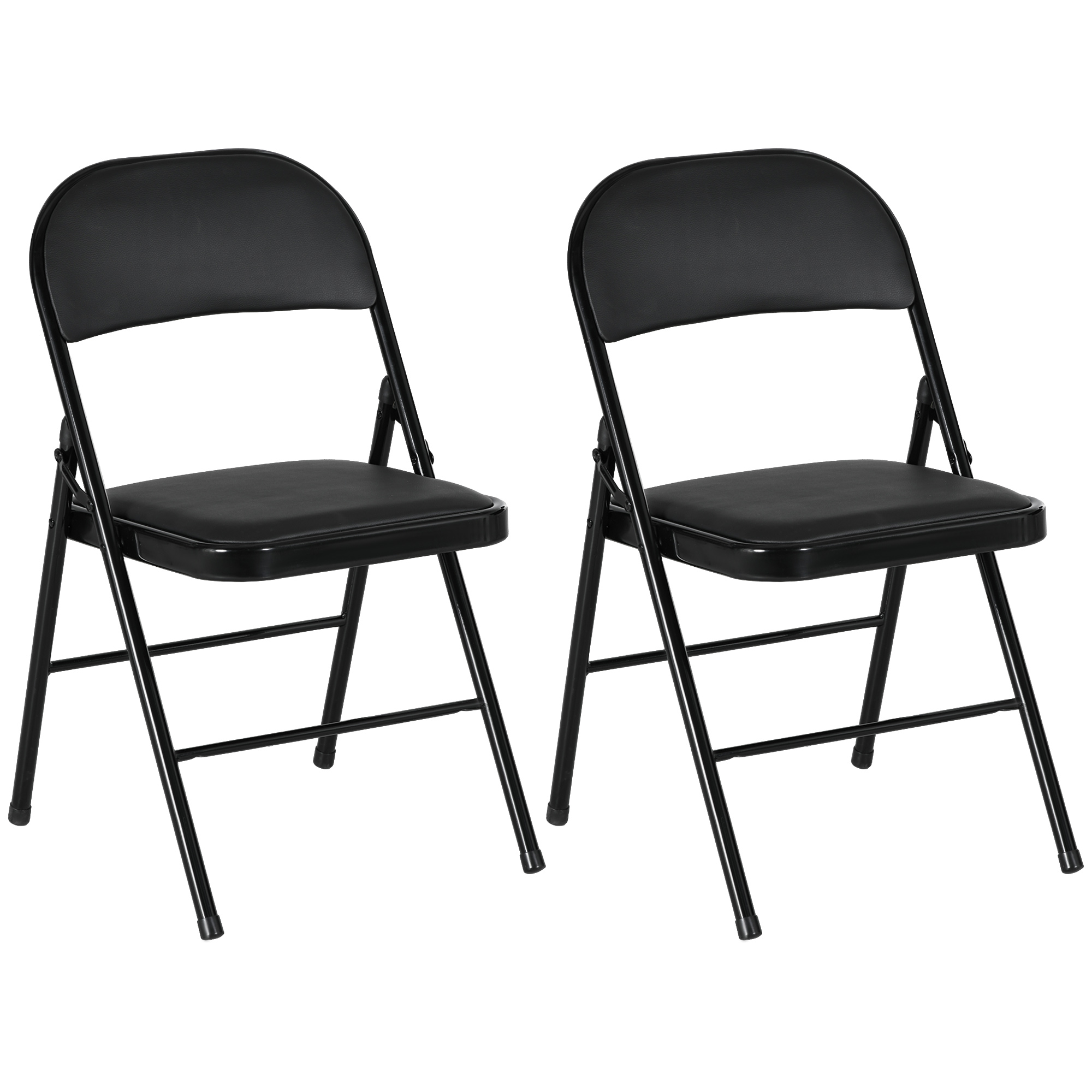 TEMU HOMCOM Lot de 2 chaises pliantes chaises de salle à manger portables chaise pliable d'intérieur avec coussin en revêtement synthétique et cadre