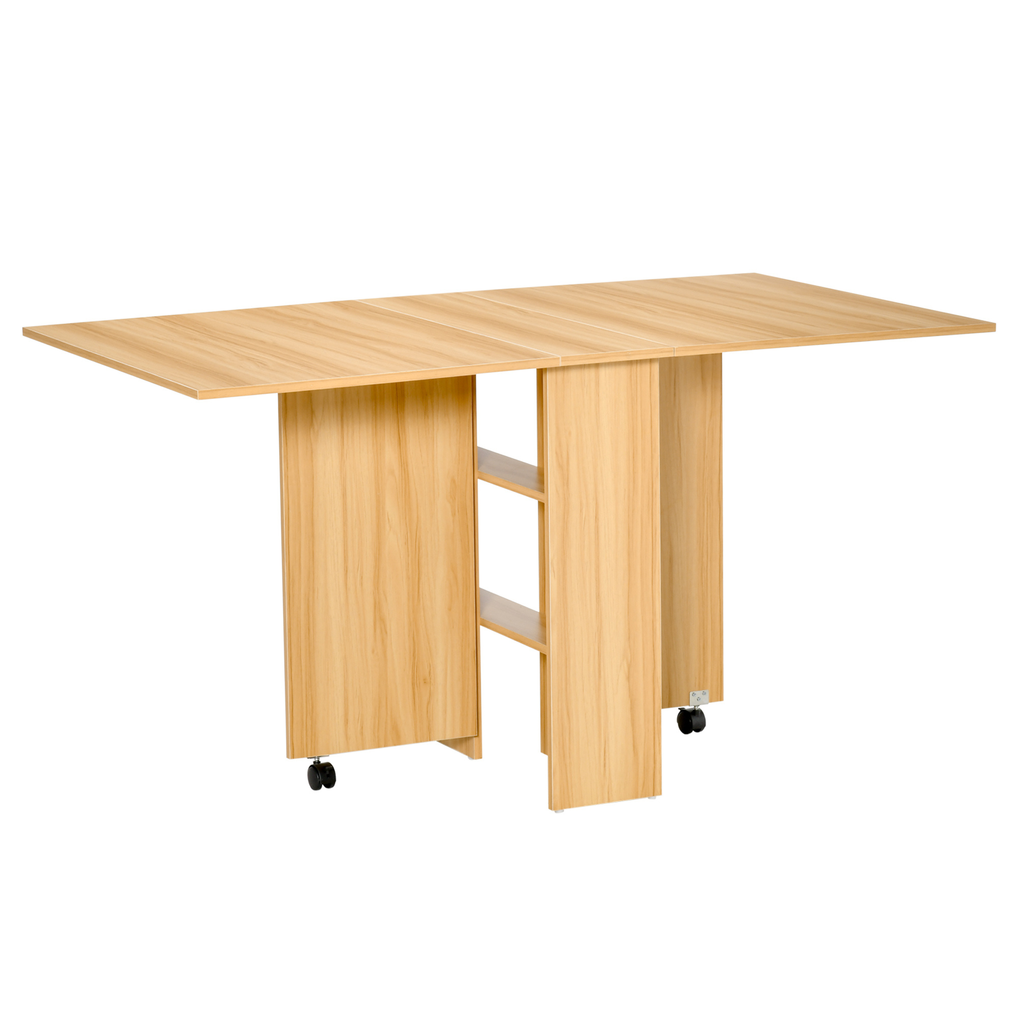 TEMU HOMCOM Table pliante de cuisine salle à manger amovible sur roulettes 140L x 80l x 74H étagères intégrées coloris