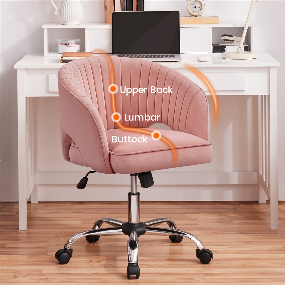 TEMU Costoffs Office Chair Tufted Desk Chair With Height Adjustable Seat, Swivel Accent Chair With Rolling Wheels For Home Office,