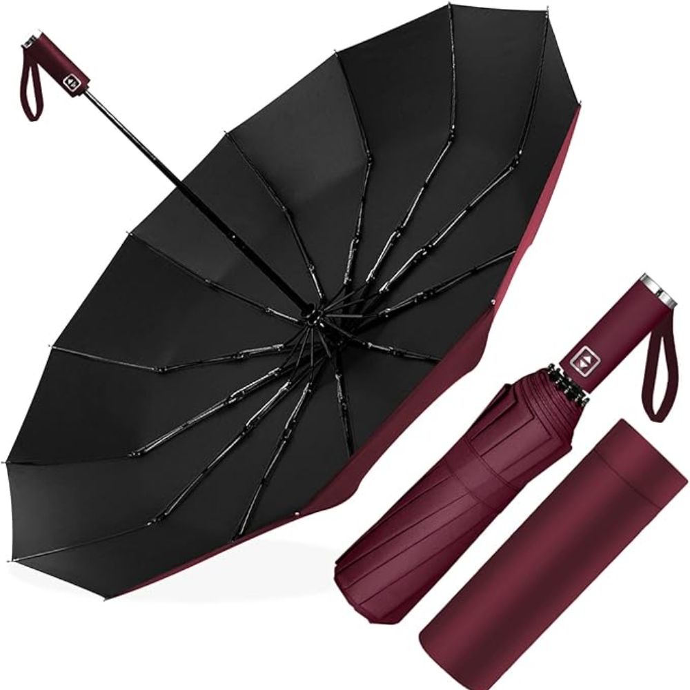 

Windproof Automatic Folding Umbrella, 105cm Large Umbrella With 12 Reinforced Slats, Portable And Waterproof, Automatic Opening And Closing, Suitable For Men And Women, Available Colors