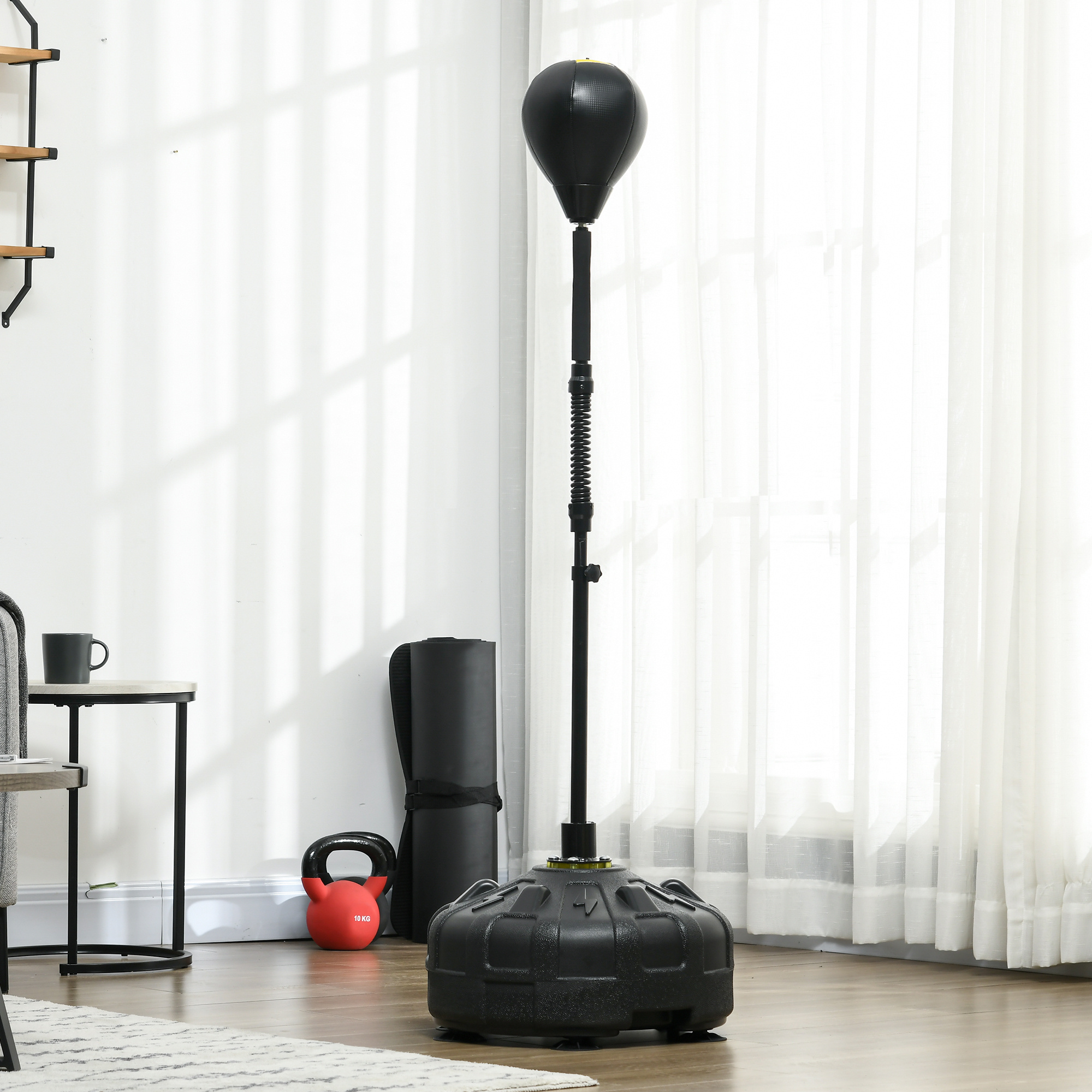 Punching Ball, 145-180 Cm Height-adjustable Boxing Bag Stand Trainer With Suction Cup, Ball, Speed Ball For Exercise, Training, Artificial Leather, Black