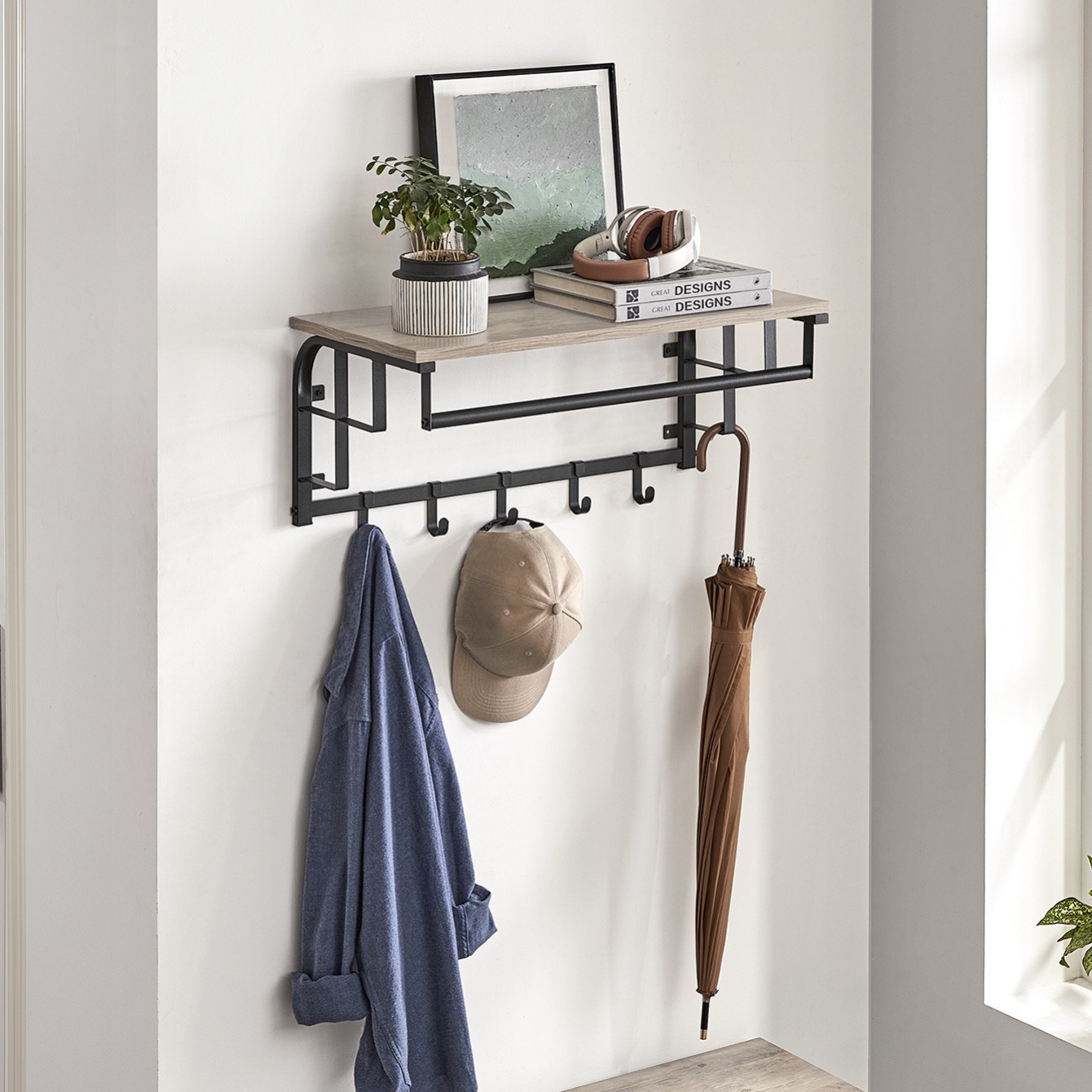 Vasagle Coat Rack Wall mounted Clothes Rail 5 Removable Coat - Temu ...