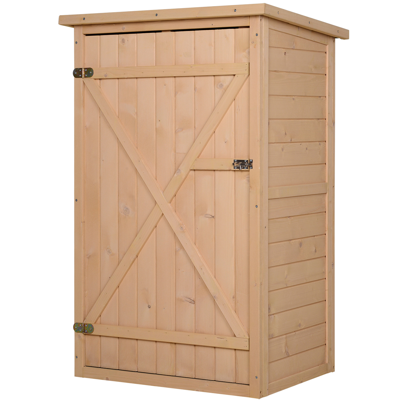 TEMU Garden Shed Wooden Garden Storage Shed Fir Wood Tool Cabinet Organiser With Shelves 75l X 56w X115hcm