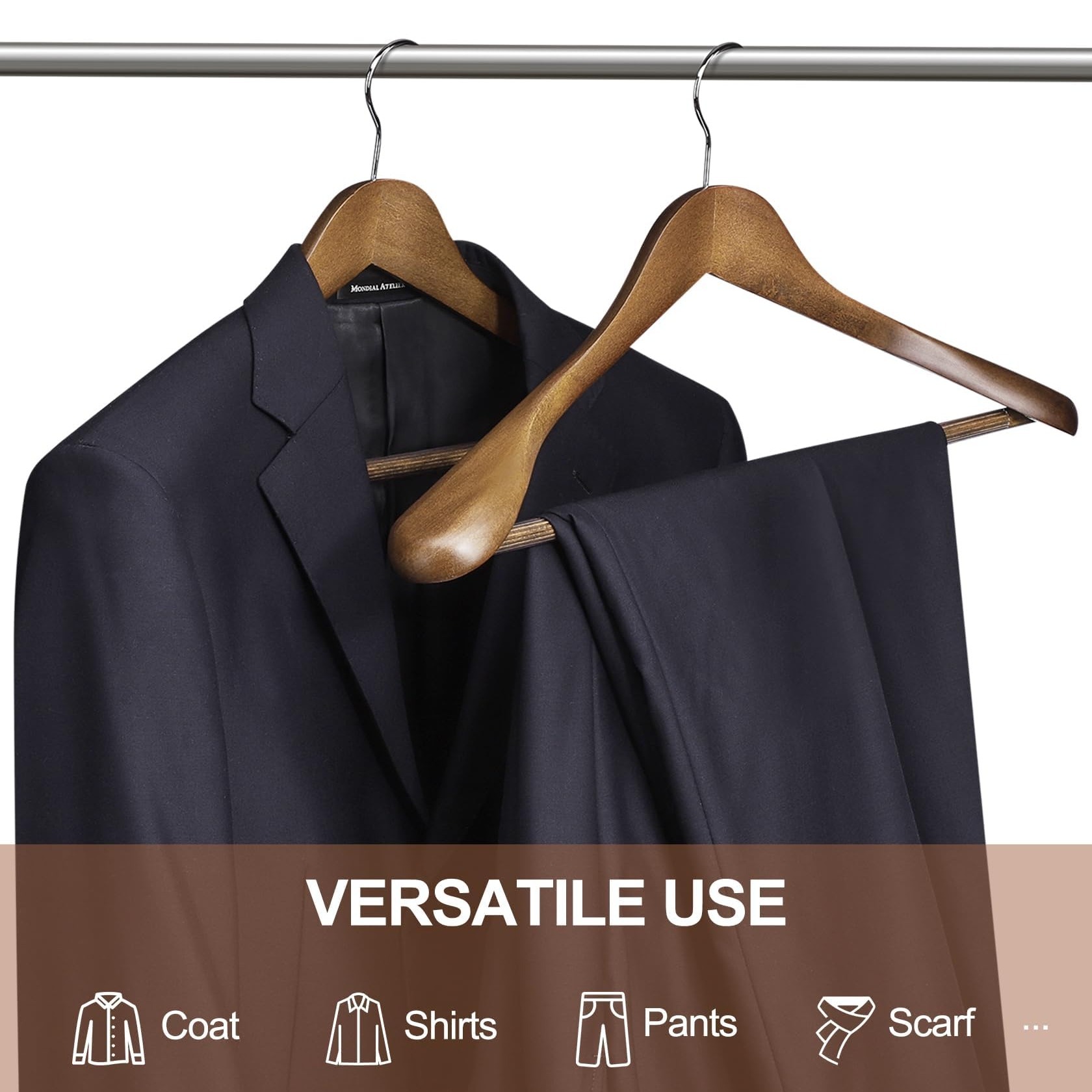 Image of Hangers Wood Wide Hangers Wood Walnut 6x Hangers Non-slip Hangers Stable Jack Hangers Suit Hangers Wooden Hangers, Wide Shoulders Non-slip Suspenders Swivel Hooks