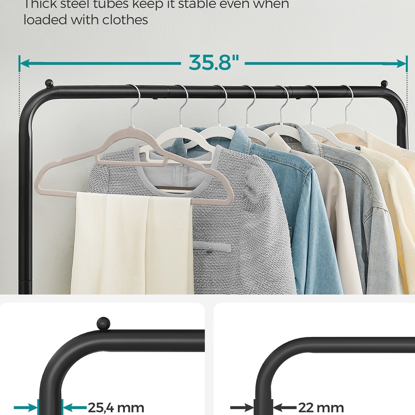 Clothes Rail Wheels Clothes Rack Metal Clothing - Temu United Kingdom