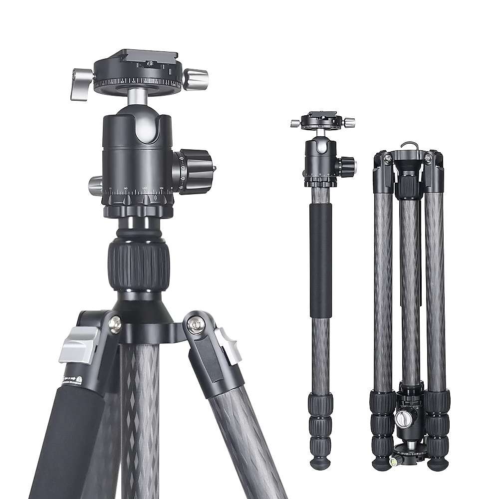 Cft-284a Carbon Camera Tripod, Portable Tripod, 1 Leg, Variable Type, 1.9kg, Super Light, , 170cm Total Height (with Bhc-36 Swivel Head + Clamp + Quick Release Plate), Suitable For To Load