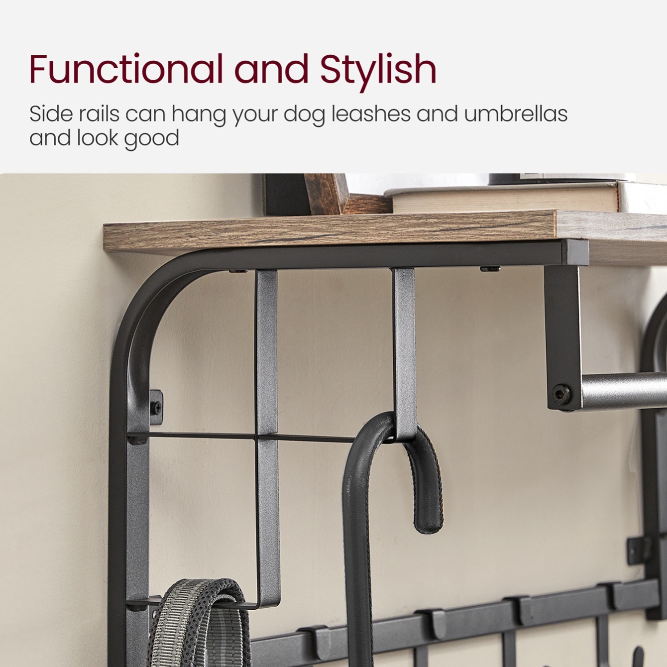 Vasagle Coat Rack Wall-mounted, Clothes Rail With 5 Removable Coat ...