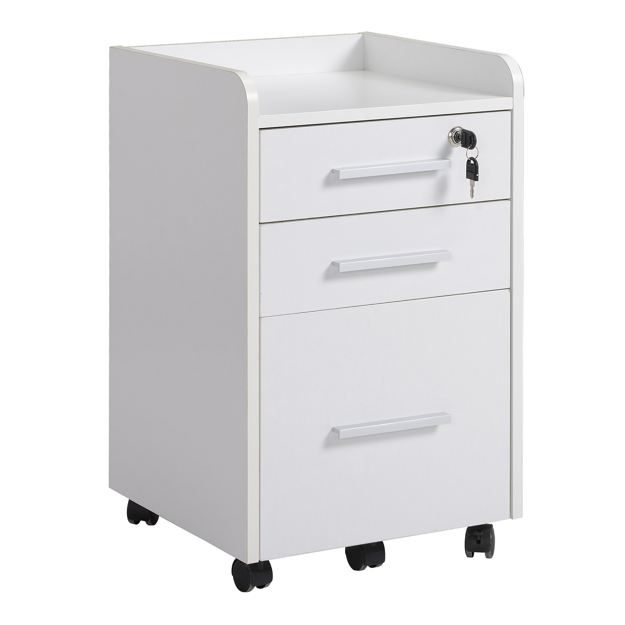 TEMU Homcom Office Storage Cabinet 3-drawer Mobile File Cabinet 1 Lockable Organizer Mdf Particleboard White