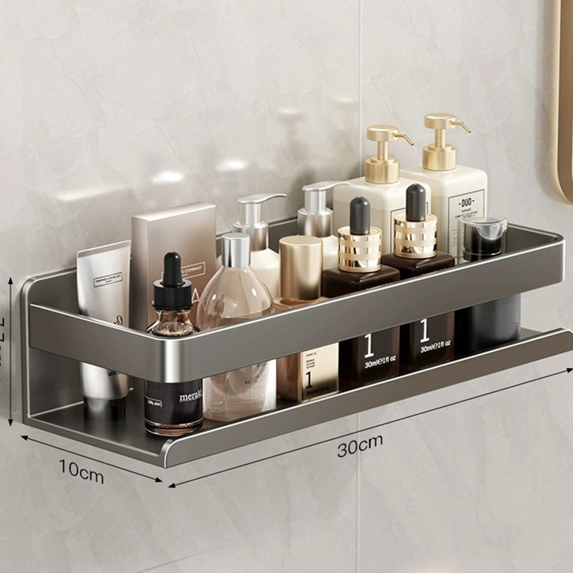 

Shower Shelf Without Drilling, Stainless Steel Corner Shelf,30/40/50cm,shower Basket Shelf Aluminum Stainless,bathroom Shower Shelf,black Storage Shelf For Bathroom And Kitchen,spice Racks