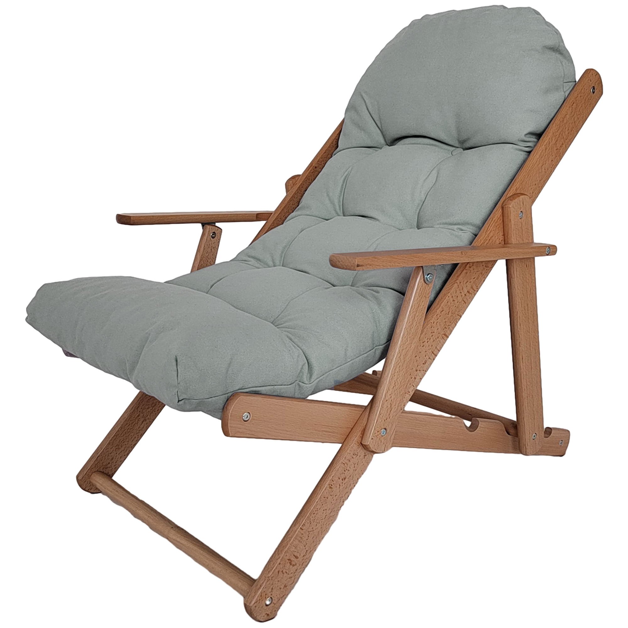 TEMU HOMCOM Fauteuil Chaise de Salon Pliable et inclinable en Bois Fauteuil Relax Confortable avec Coussin capitonné épais - dim. 71I x 89P x 96H cm