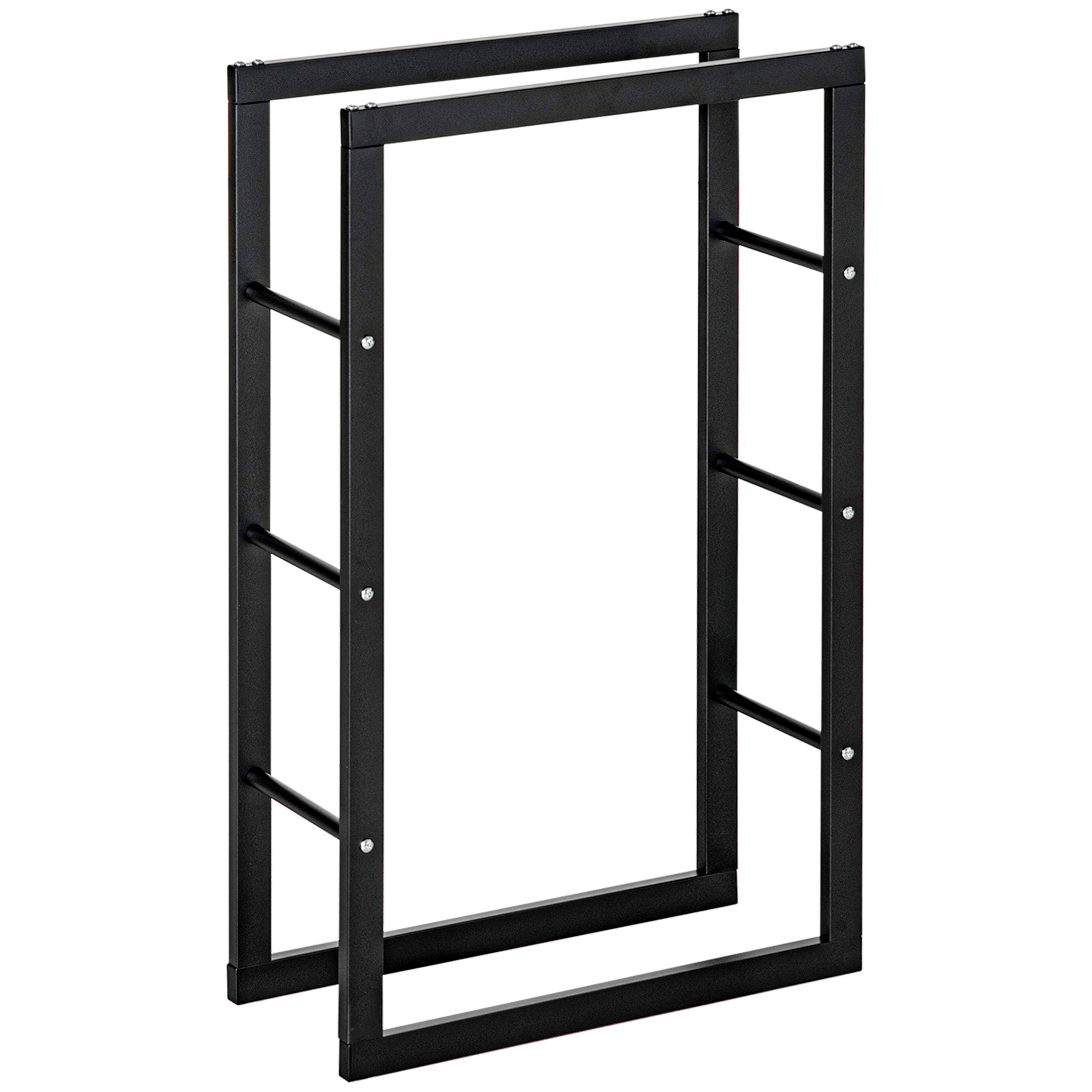 

HOMCOM Range bûches Etagère porte bois de cheminée porte-bûches design contemporain charge max. Kg dim. 60L x 25l x 100H cm métal noir