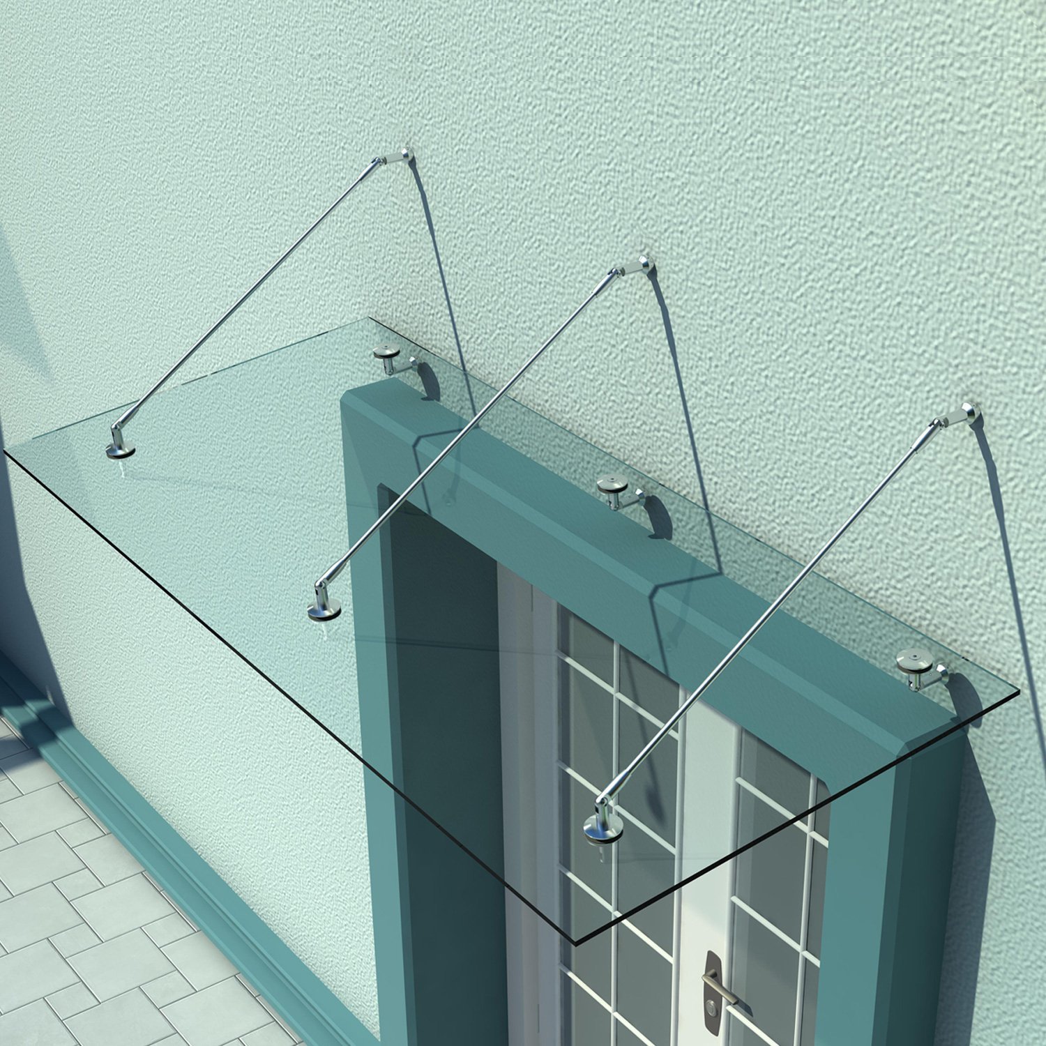 Image of Canopy Glass Canopy Door Canopy Toughened Glass (esg) Stainless Steel Clear Glass 200x90cm