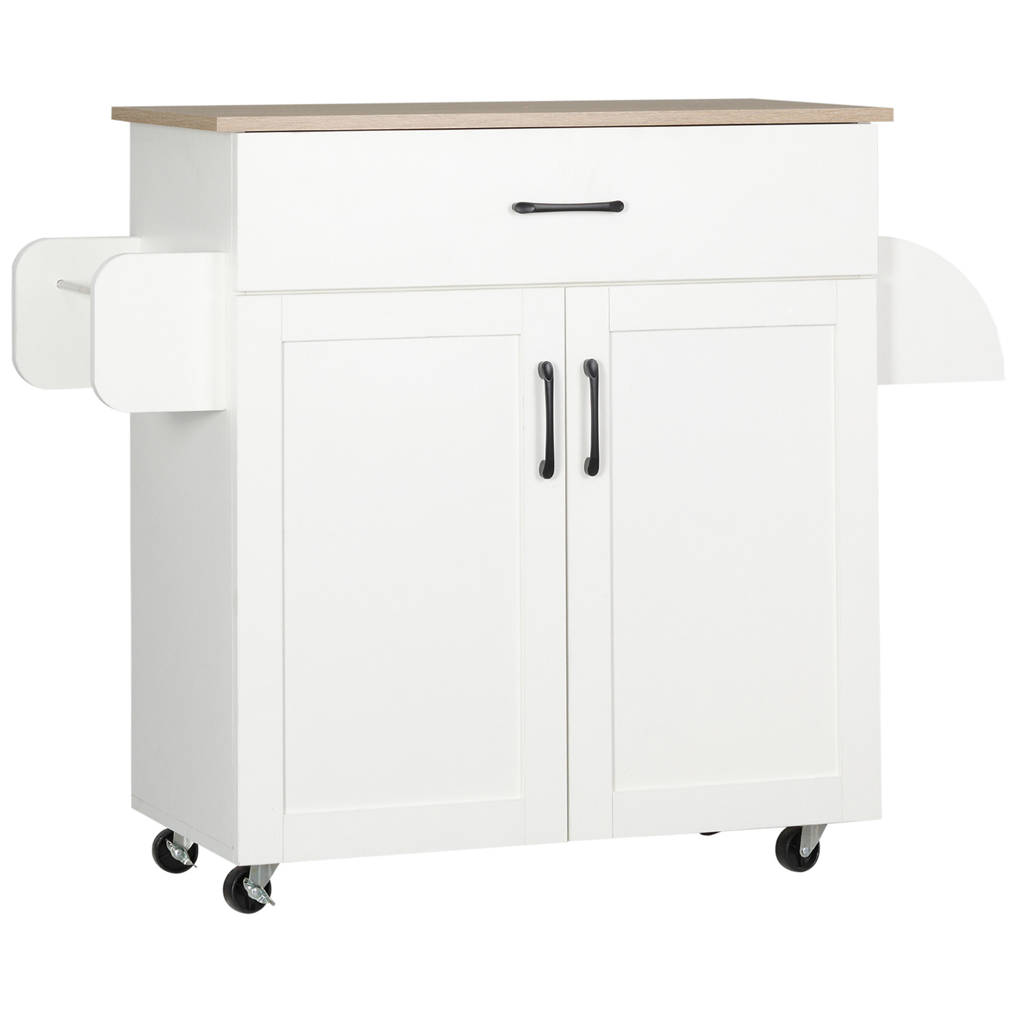 TEMU Isola da cucina HOMCOM con contenitore per dolci, 1 , 1 mobiletto con 2 ante, ripiano regolabile, porta asciugamani e porta spezie - MDF