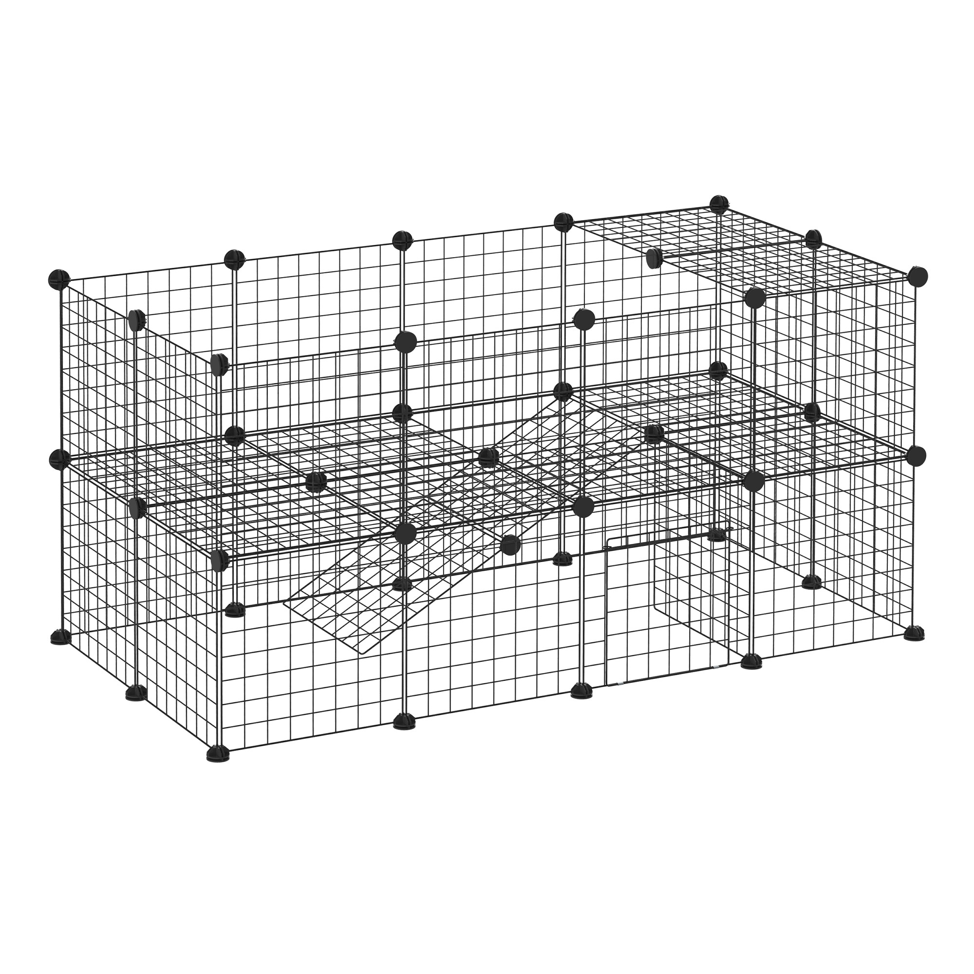 TEMU PawHut Valla Metalica para Mascotas Parque Metalica con 36 Paneles Animales Pequeños Desmontable Diseño DIY Negro 146x73x73cm