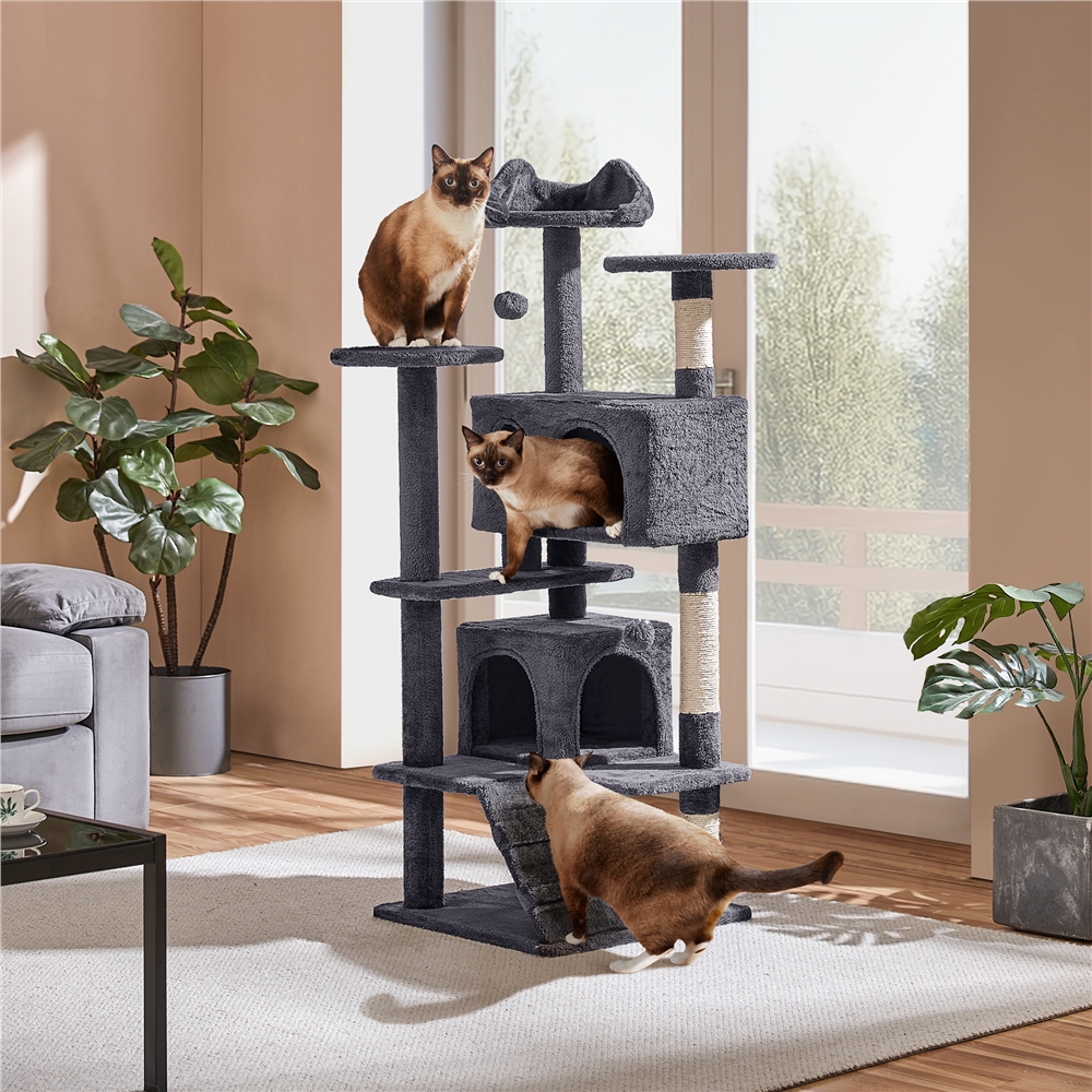 

Yaheetech Cat Tree Cat Tree 137 Cm, Cat Cat Scratching Post Cat Furniture With Play Ball & , Climbing Tree For Cats, Cat House Scratching Tower