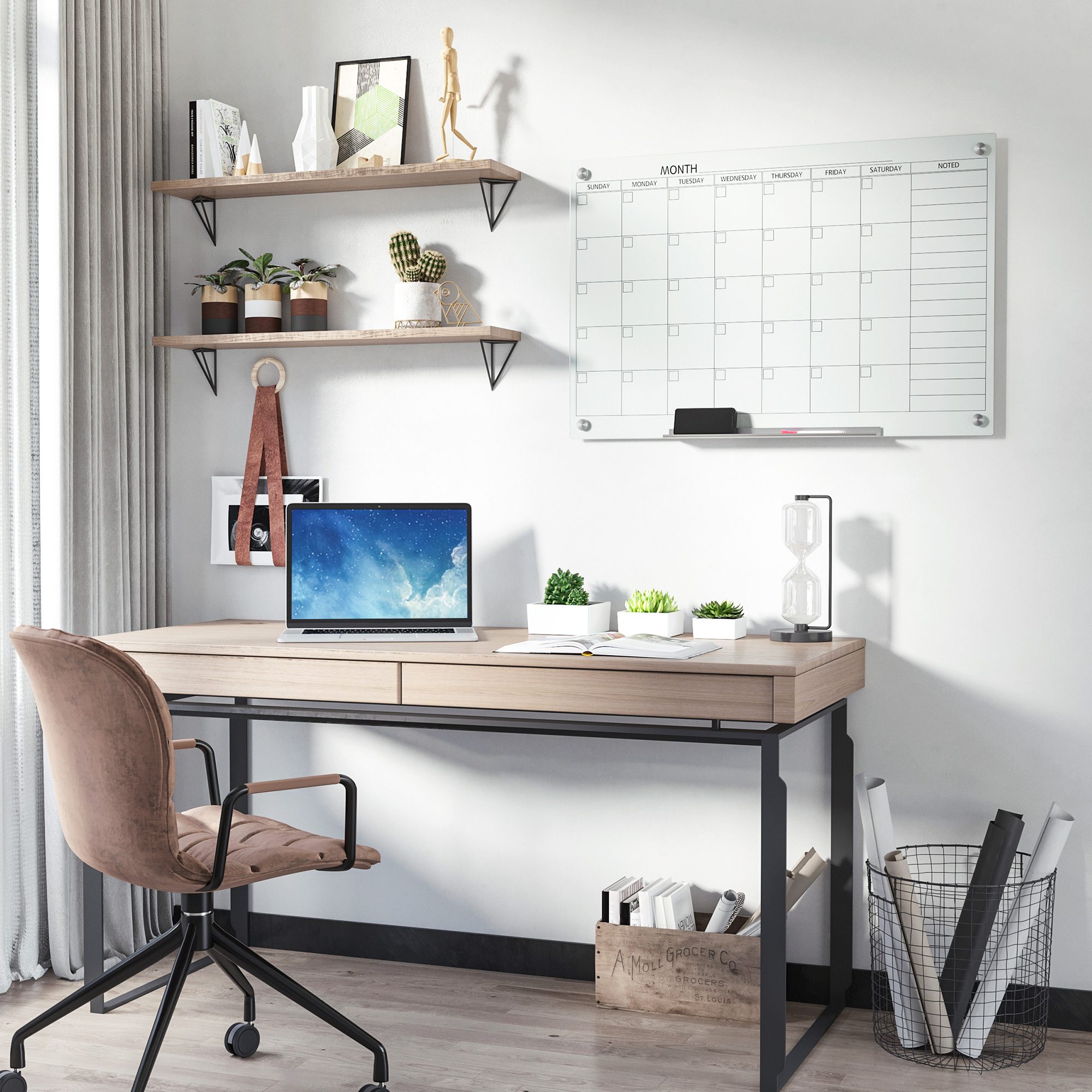 Whiteboard Calendar For Organization, Holiday Plans And Monthly Planning . 1 Pencil Holder, 4 Markers & Eraser Cm
