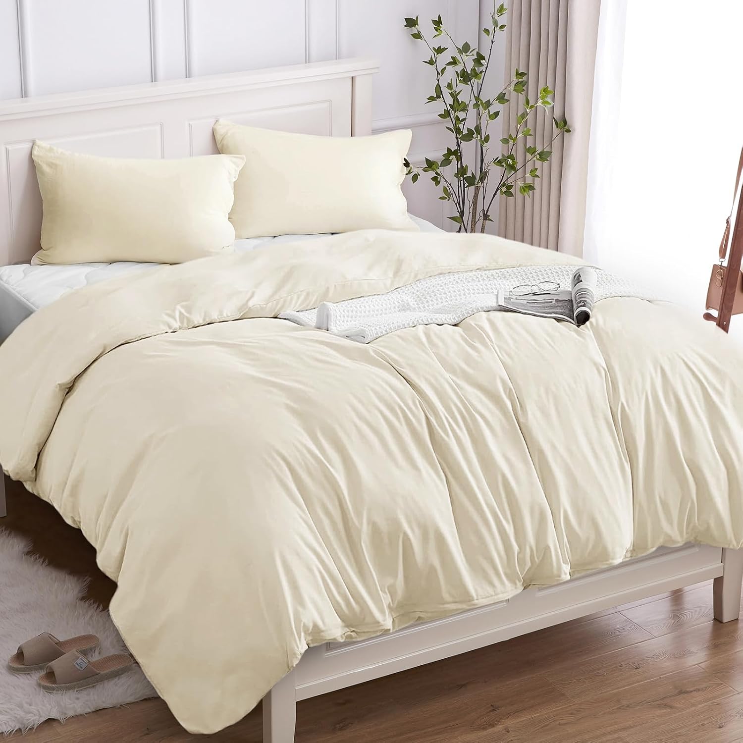 

Double Duvet Cover Set In 100% Cotton With 1-2 Pillowcases 50x80cm, Soft And Breathable, Hypoallergenic