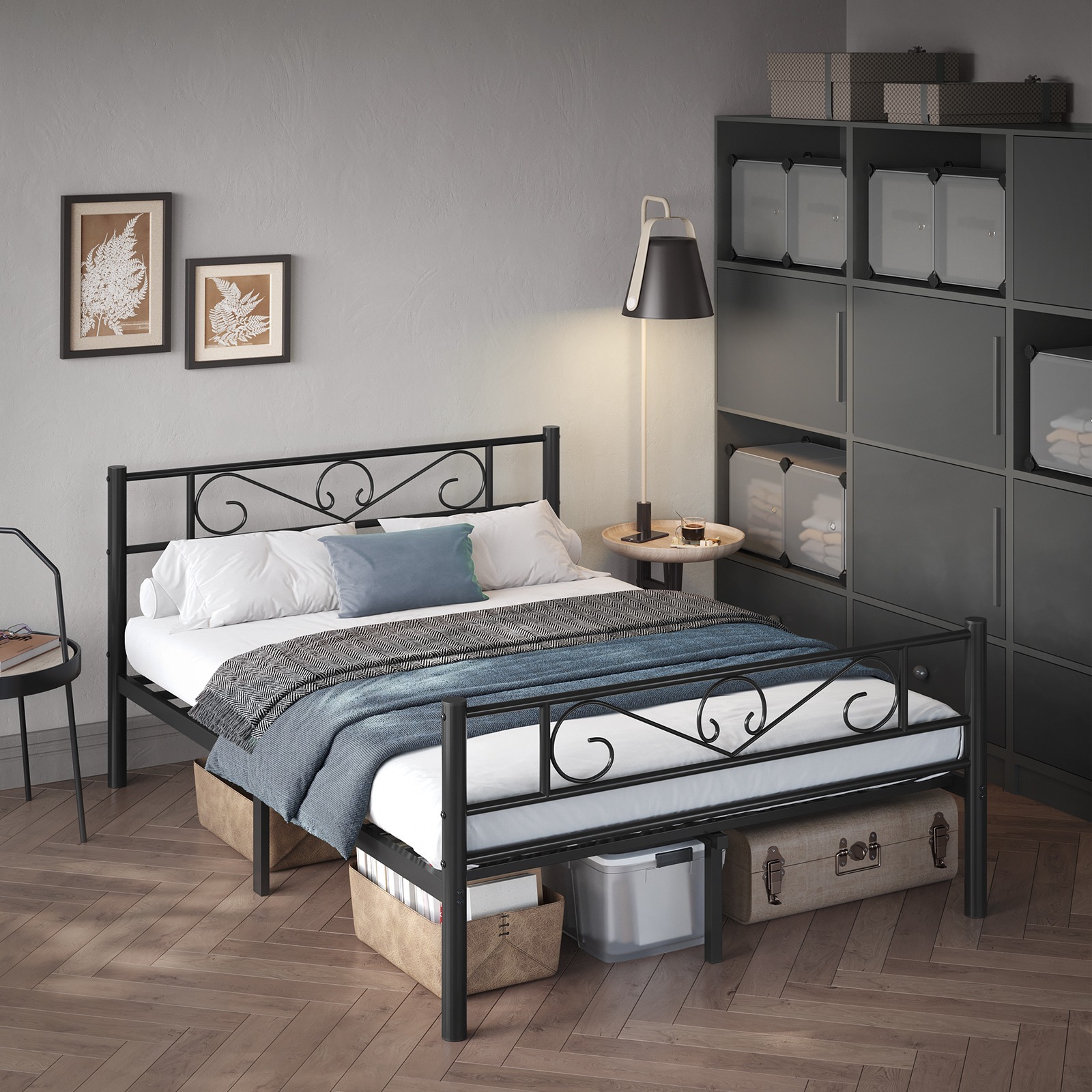 TEMU VASAGLE de Cama , Estructura de Cama de Metal, para Colchn de 140 x 200 cm, Cama de Invitados, Montaje Sencillo, para Habitaciones Pequeñas