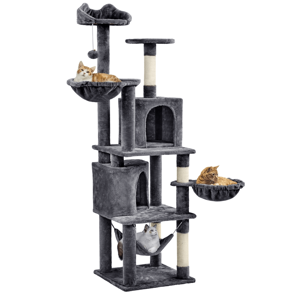 

Sturdy Cat Tree Cat Furniture With 2 Hollows & 2 Caves & 1 Hammock & 2 Baskets & Sisal Rope & Removable Plush Ball Cat Cat Scratching Post For Kittens/house Tiger