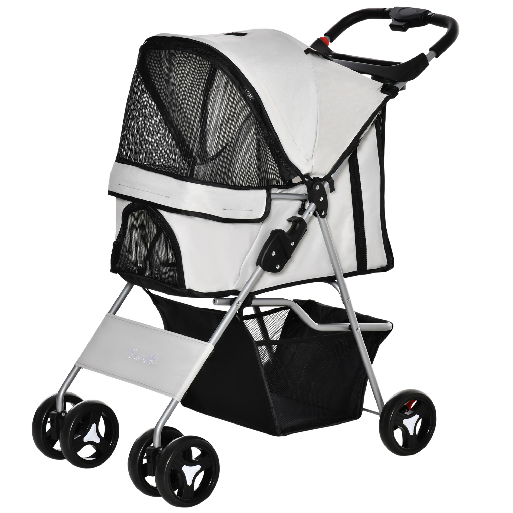 TEMU PawHut Poussette buggy pour chiens 75L x 46l x 94H cm pliable imperméable tissu 600D Oxford 4 roues