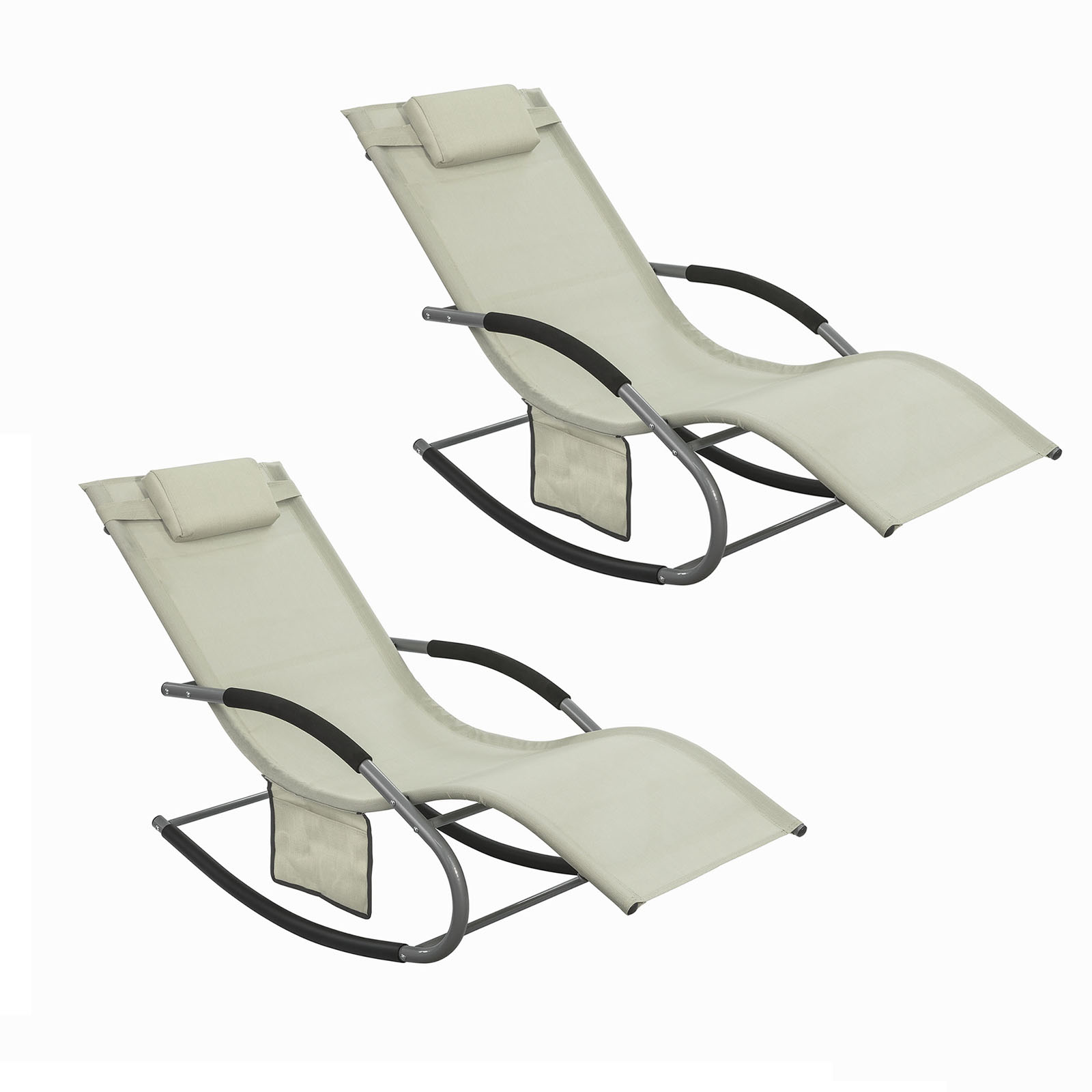 TEMU 2-piece Set, Foldable Beach Chair, Outdoor Lounge Chair, Patio Lounger, Metal Beach Chair With Side Pockets, Load 150 Kg, Multicolor, Sobuy