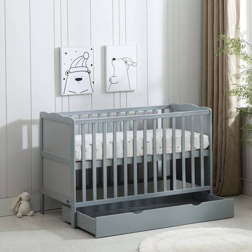 white wooden baby cot bed drawer aloe vera mattress safety wooden barrier with drawer 126cm x 66cm x 86cm